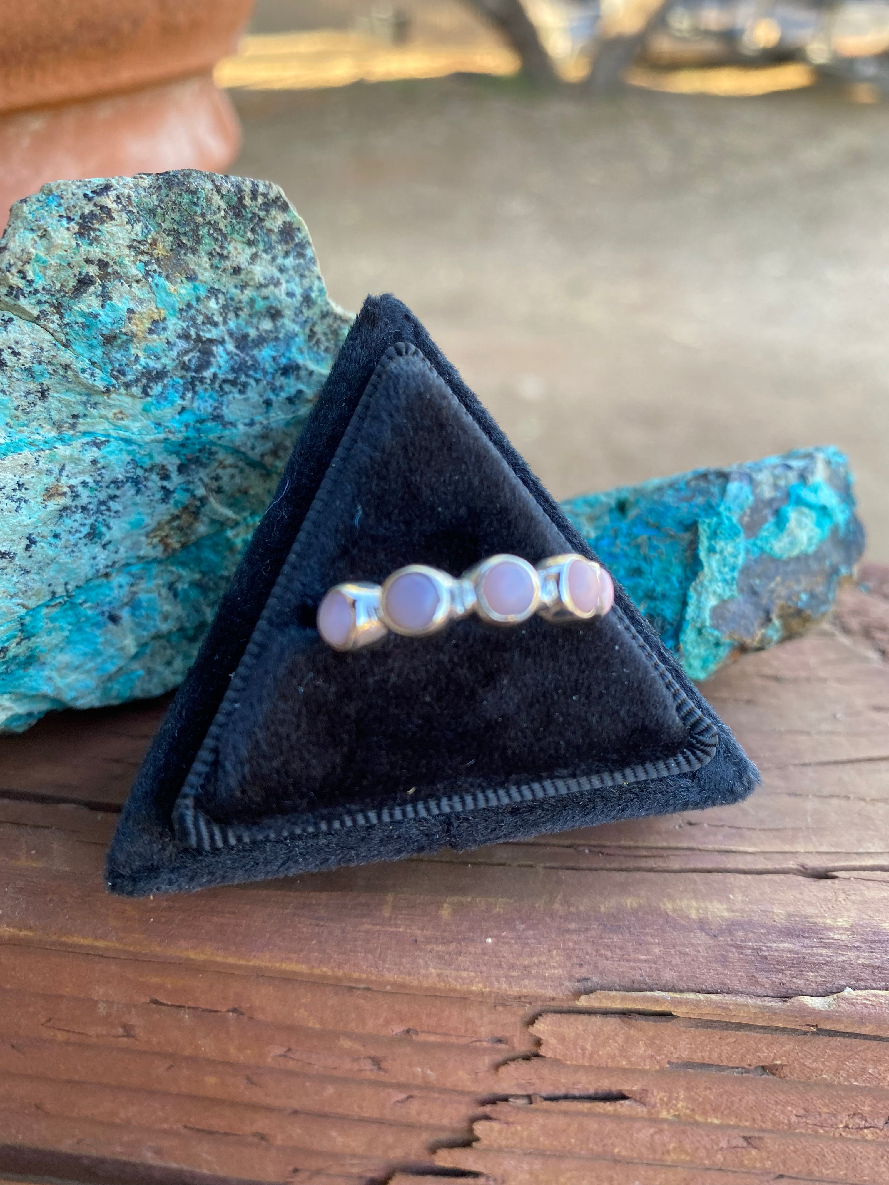 Pink Opal & Sterling Silver Stacker Band