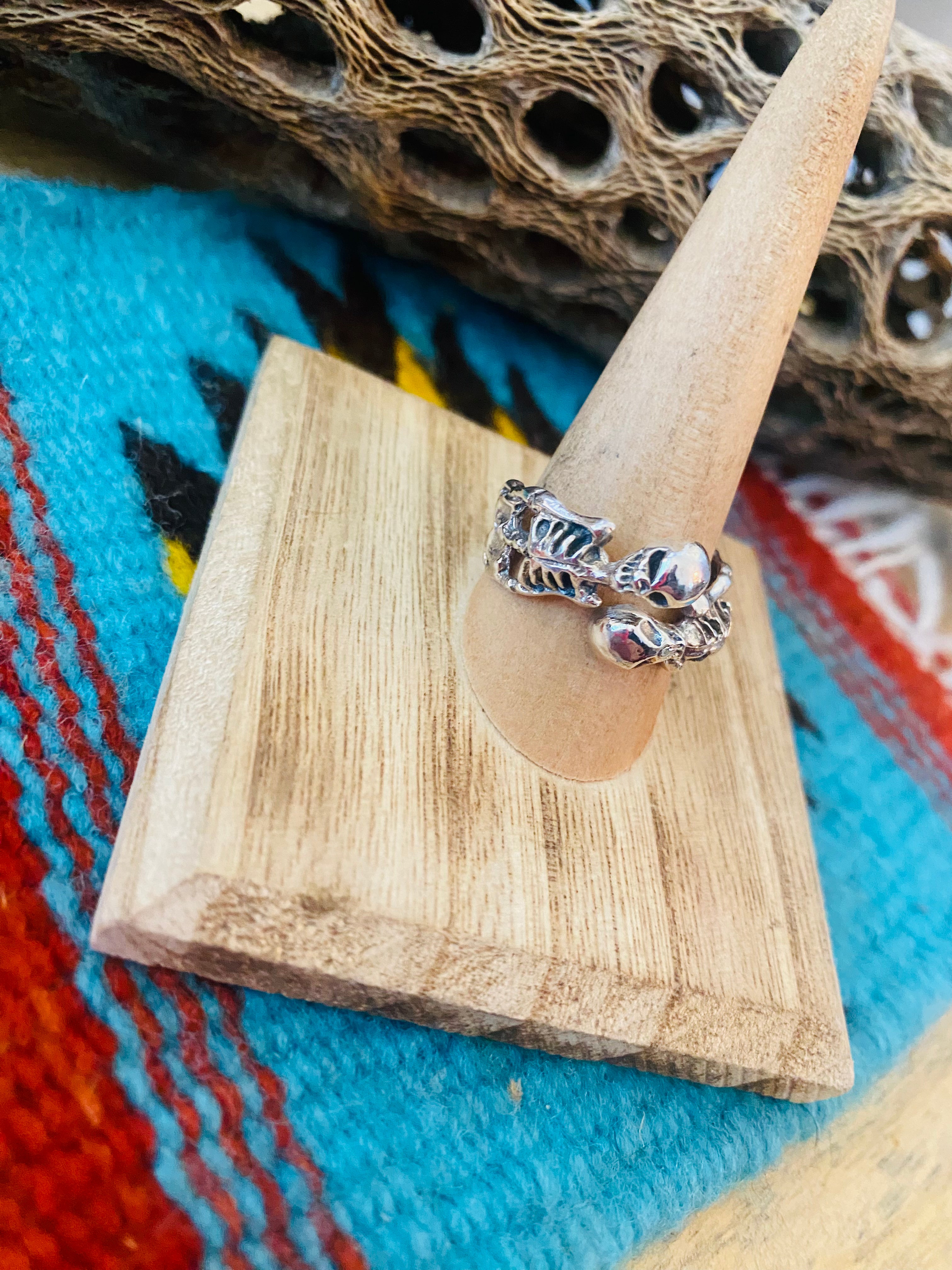 Handmade Sterling Silver Skeleton Adjustable Ring