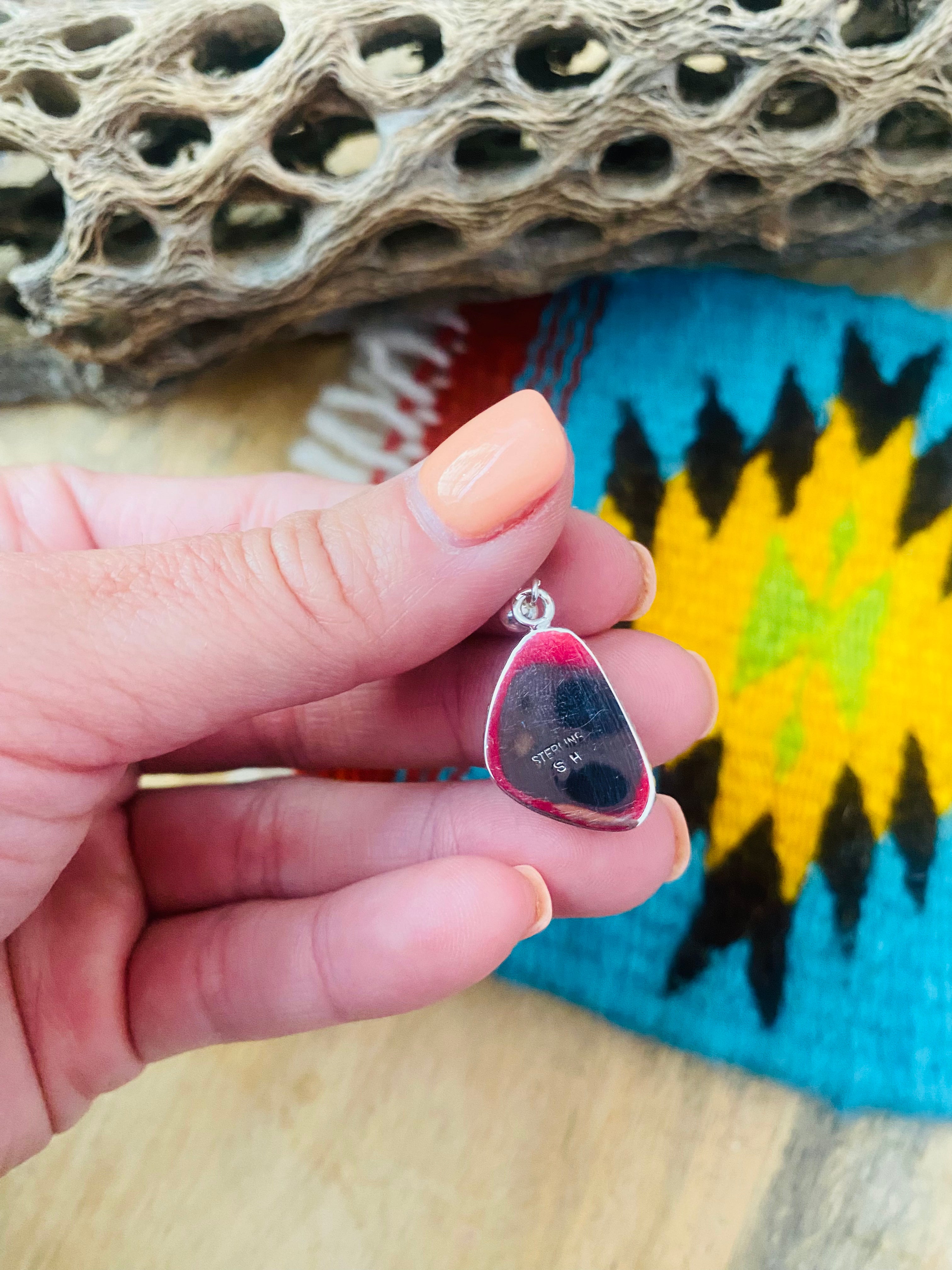 Navajo Charoite & Sterling Silver Dangle Earrings Signed