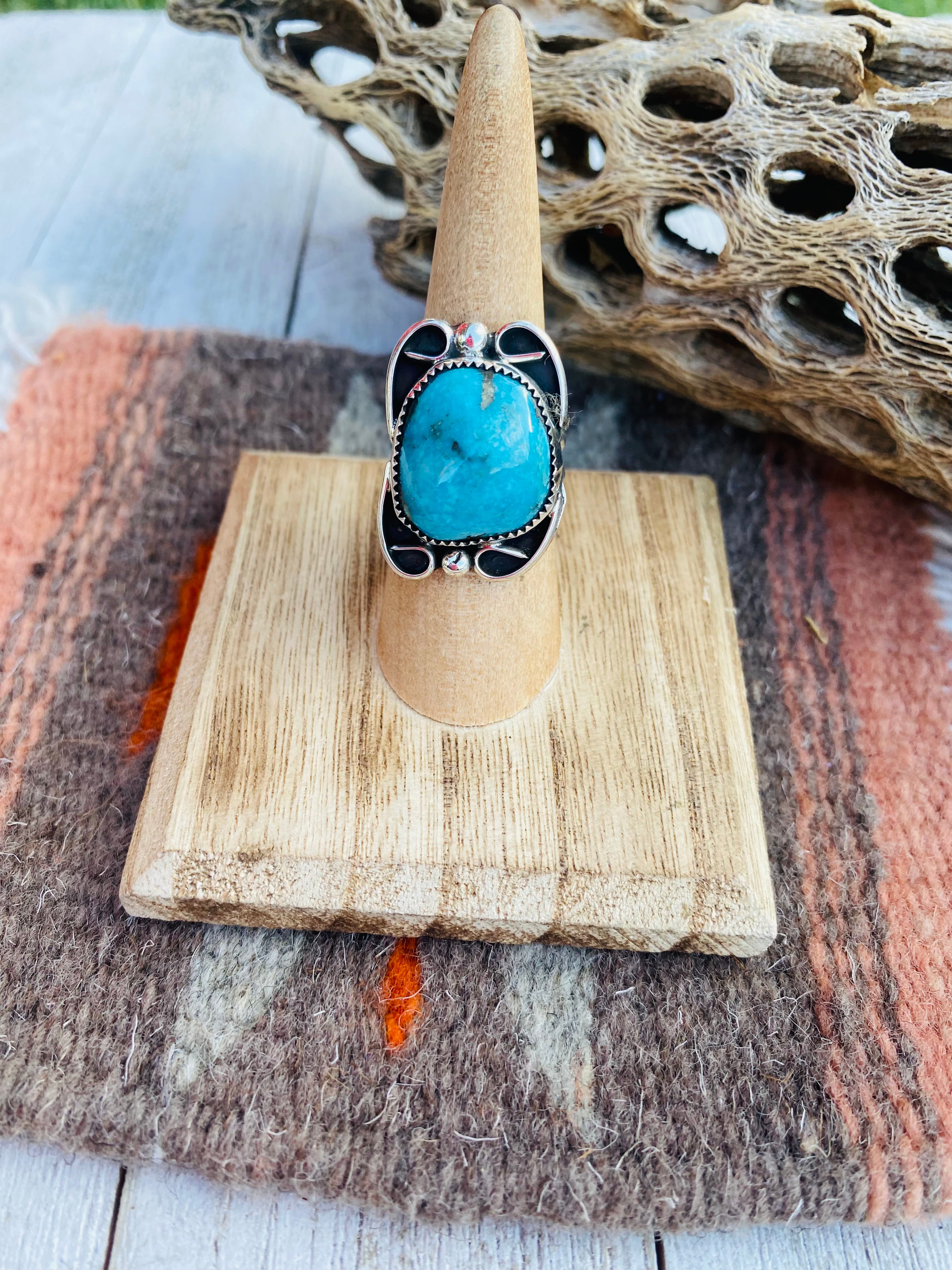 Navajo Turquoise & Sterling Silver Ring Size 6