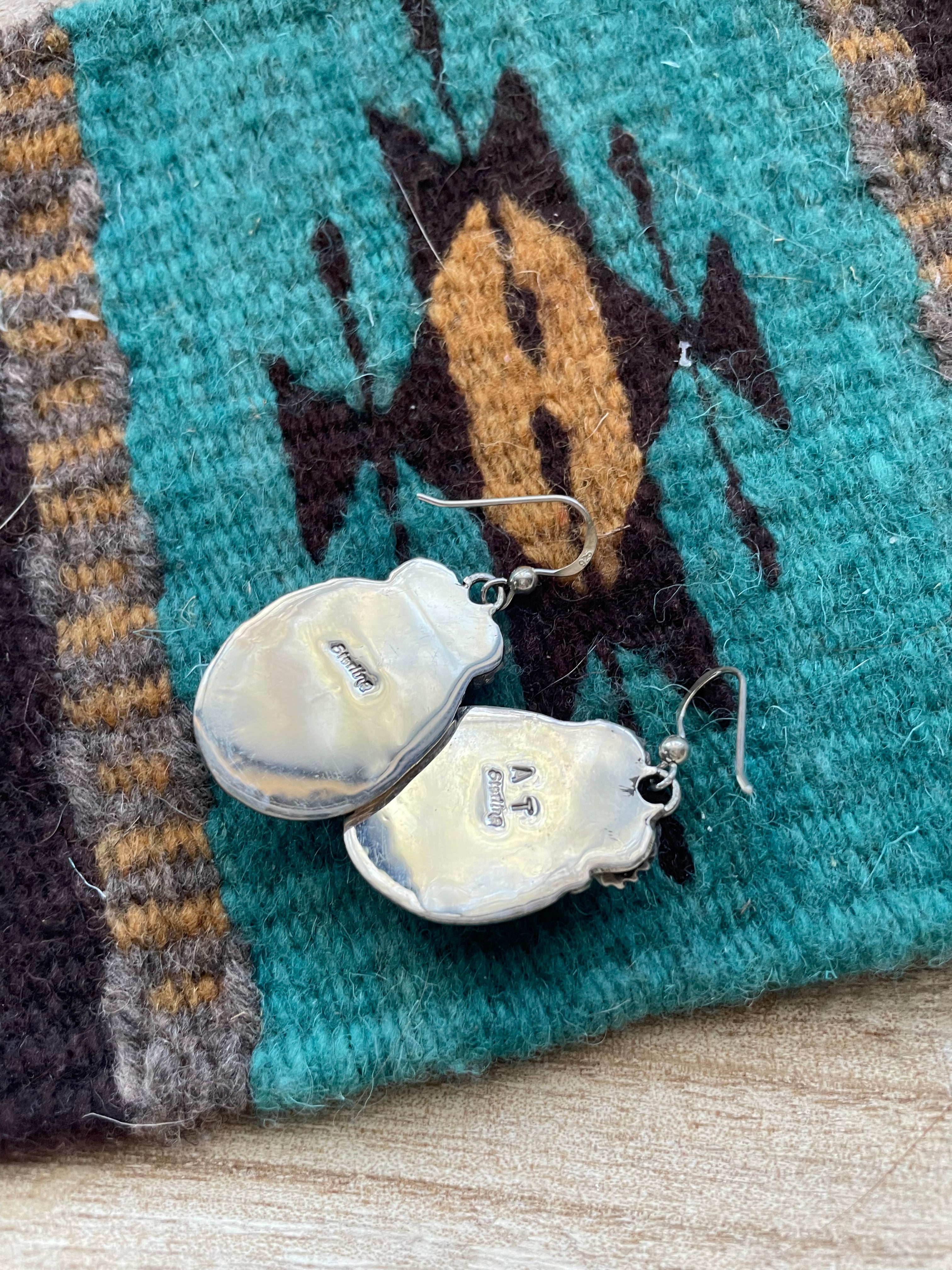 Navajo Kingman Turquoise & Sterling Silver Dangle Earrings