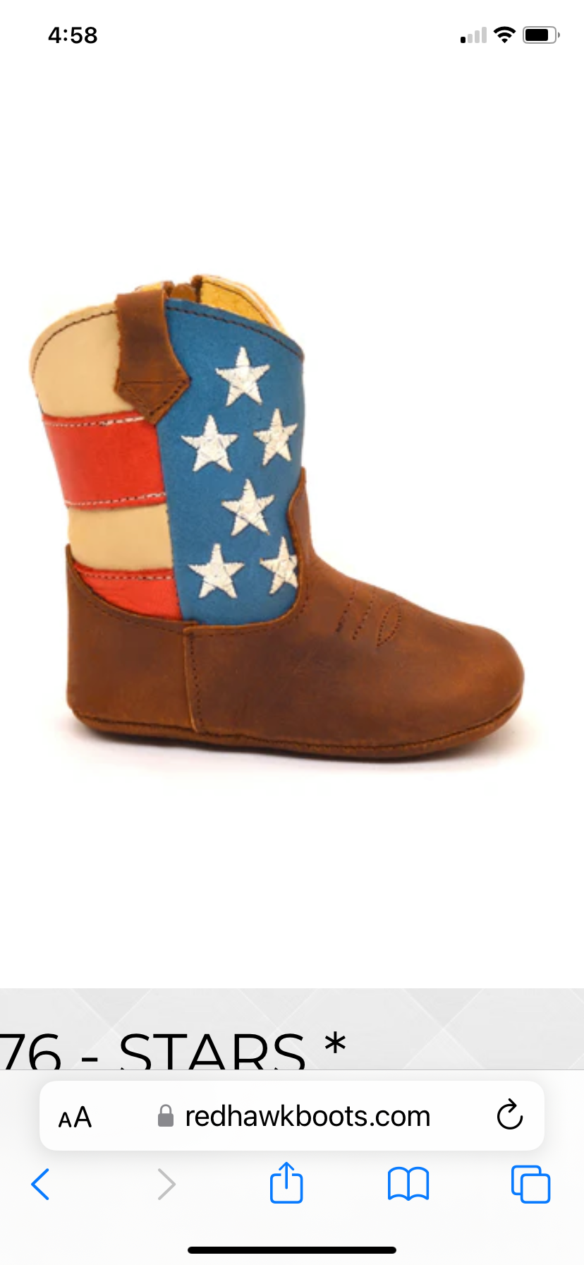 Western Leather infant Baby Boots Stars & Stripes USA