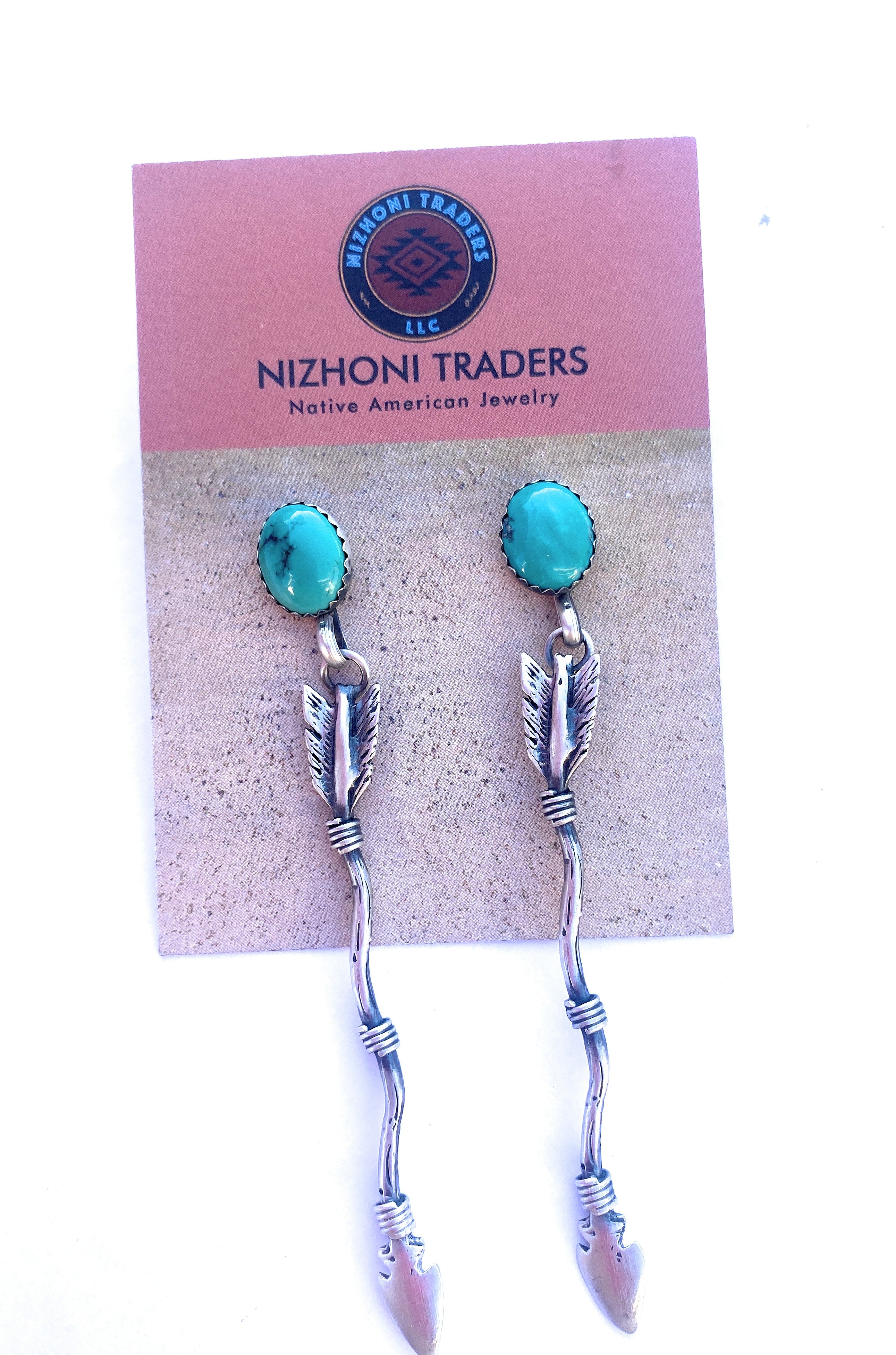 Navajo Turquoise & Sterling Silver Arrow Dangle Earrings