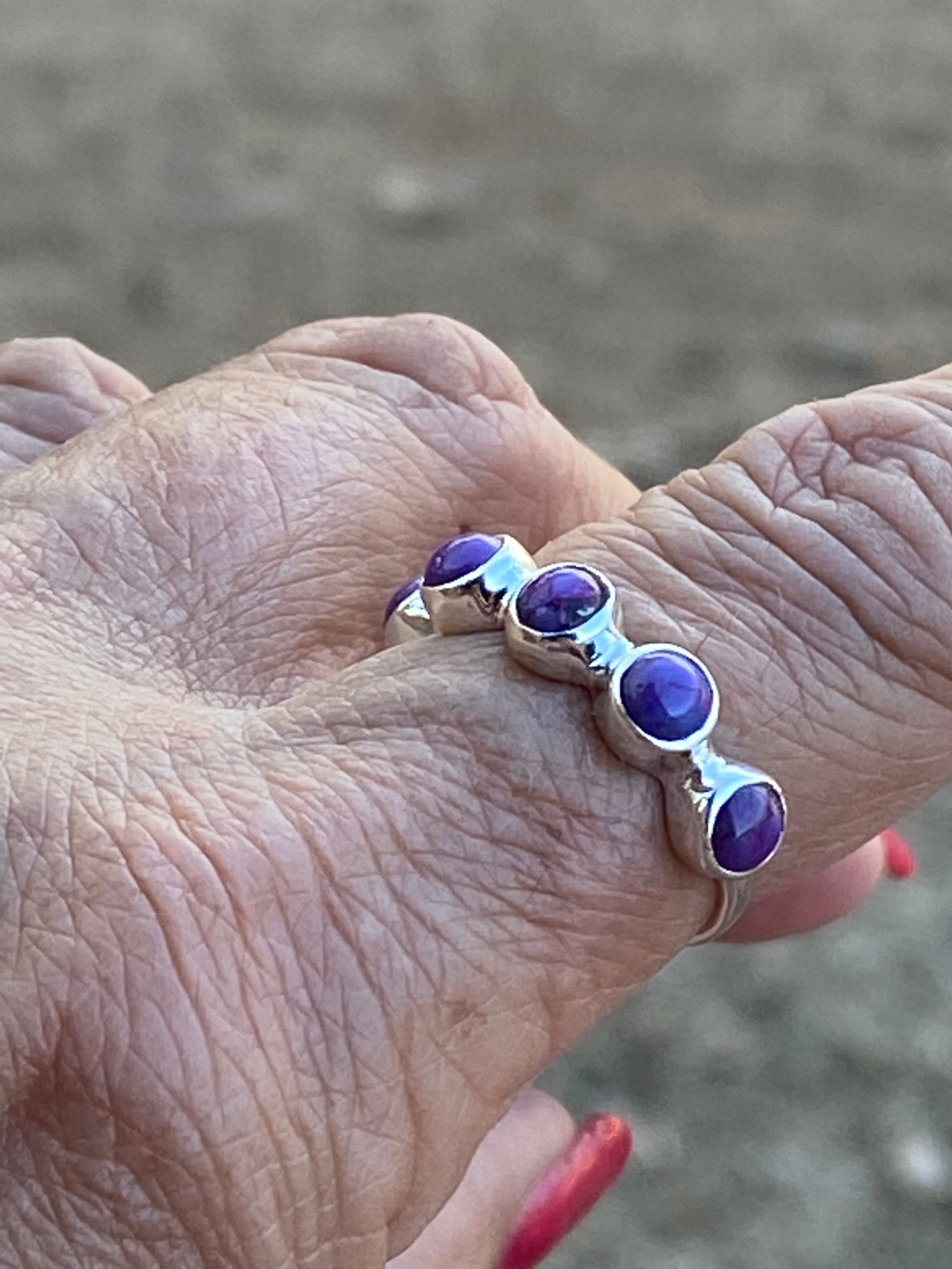 Purple Mojave & Sterling Silver Stacker Band