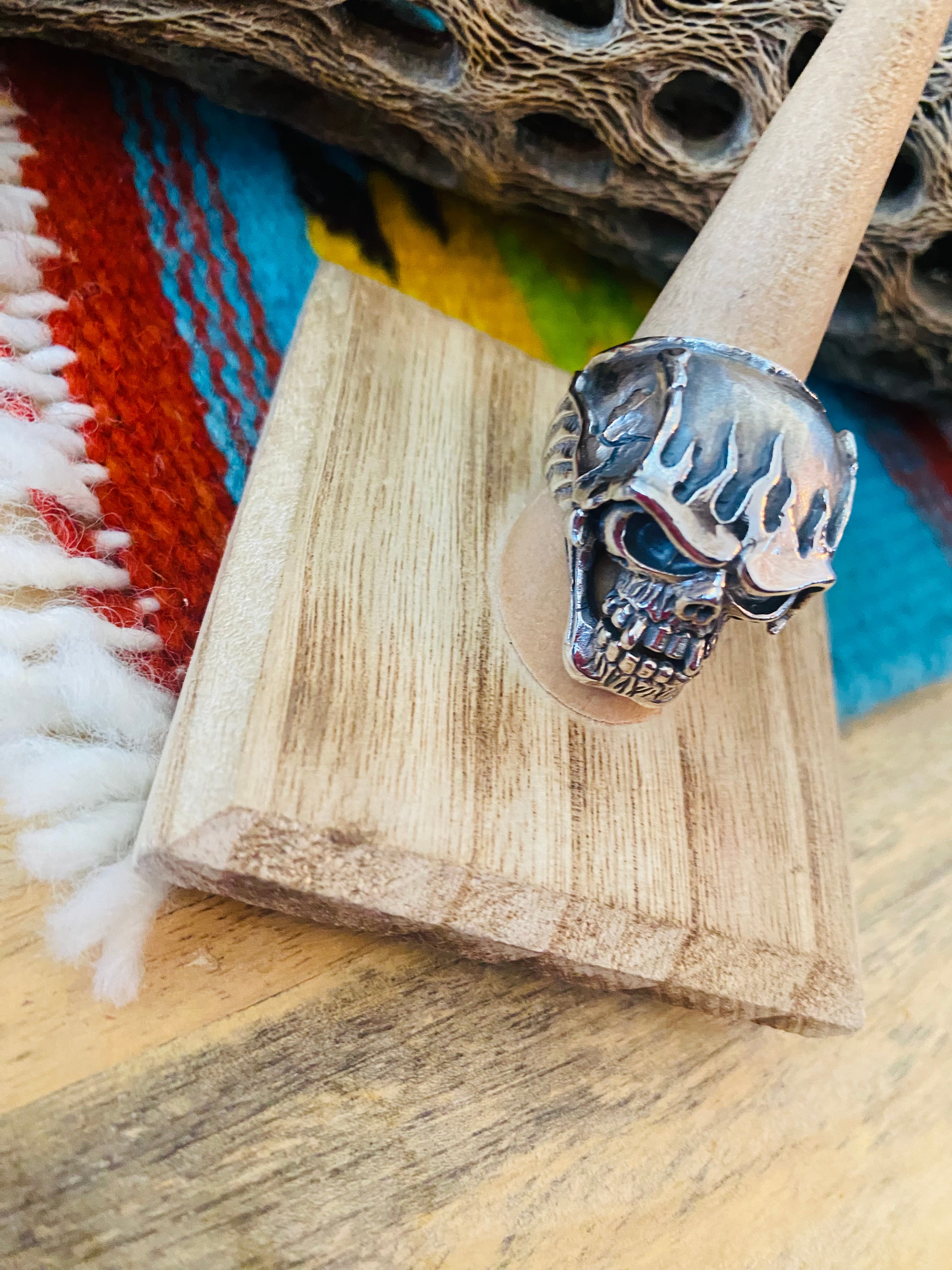 Handmade Sterling Silver Skull Ring Size 8.75