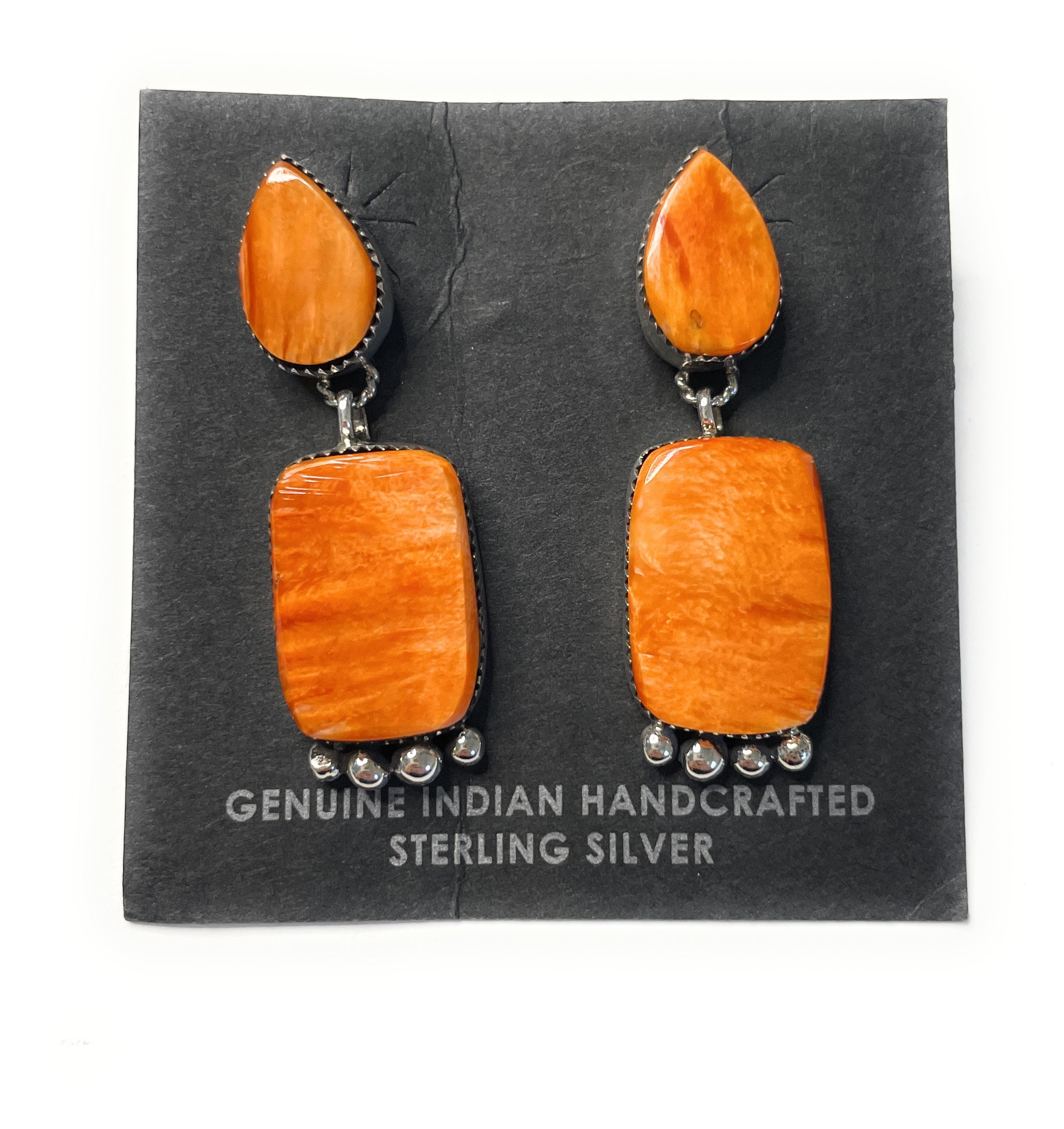 Navajo Sterling Silver And Coral Dangle Earrings