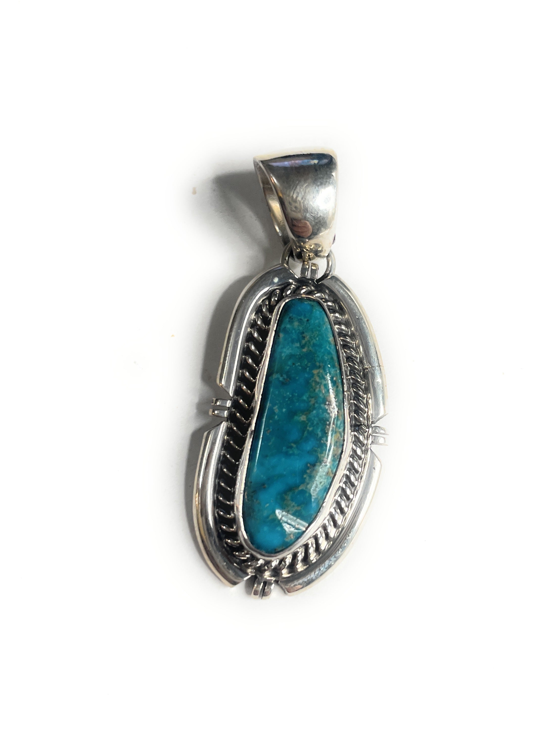 Navajo Sterling Silver & Turquoise Pendant Signed