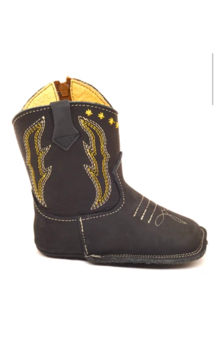 Western Leather infant Baby Boots Black