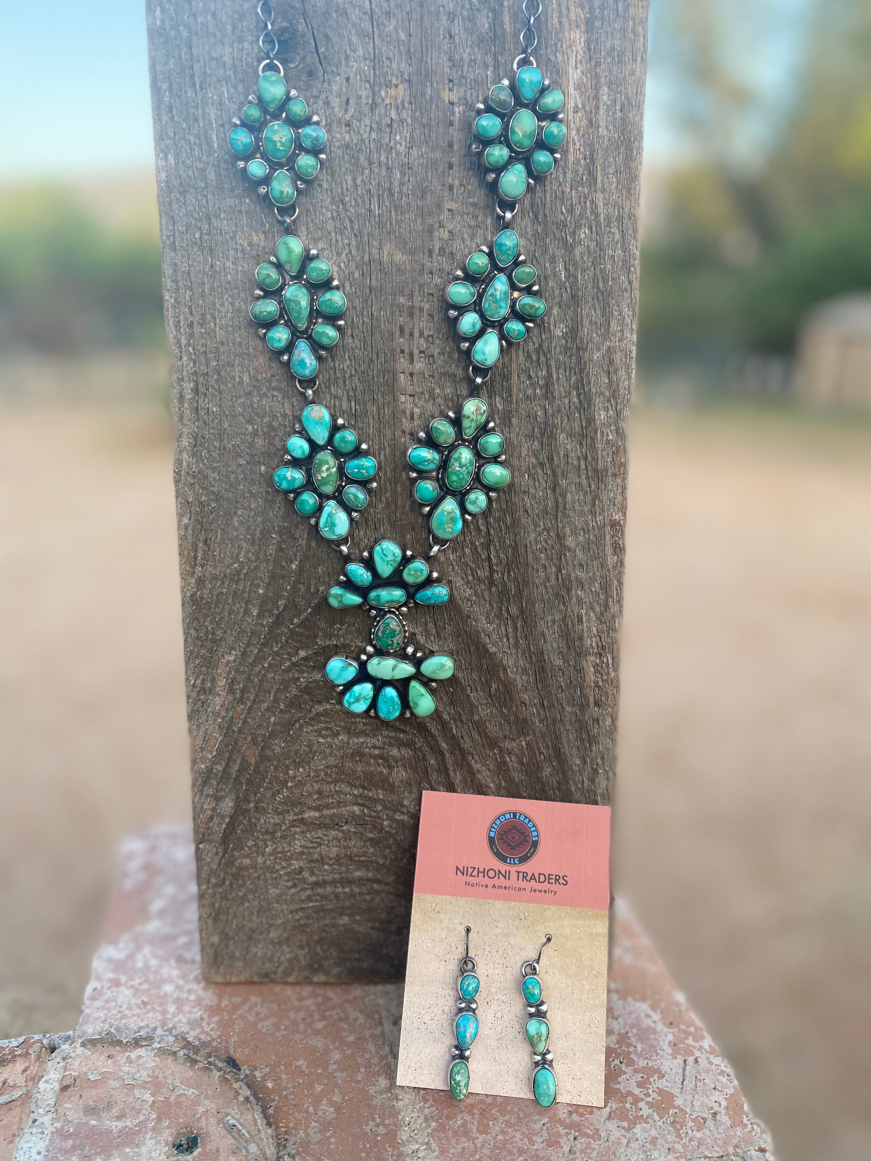 Sheila Becenti Royston Turquoise Drop Necklace Set