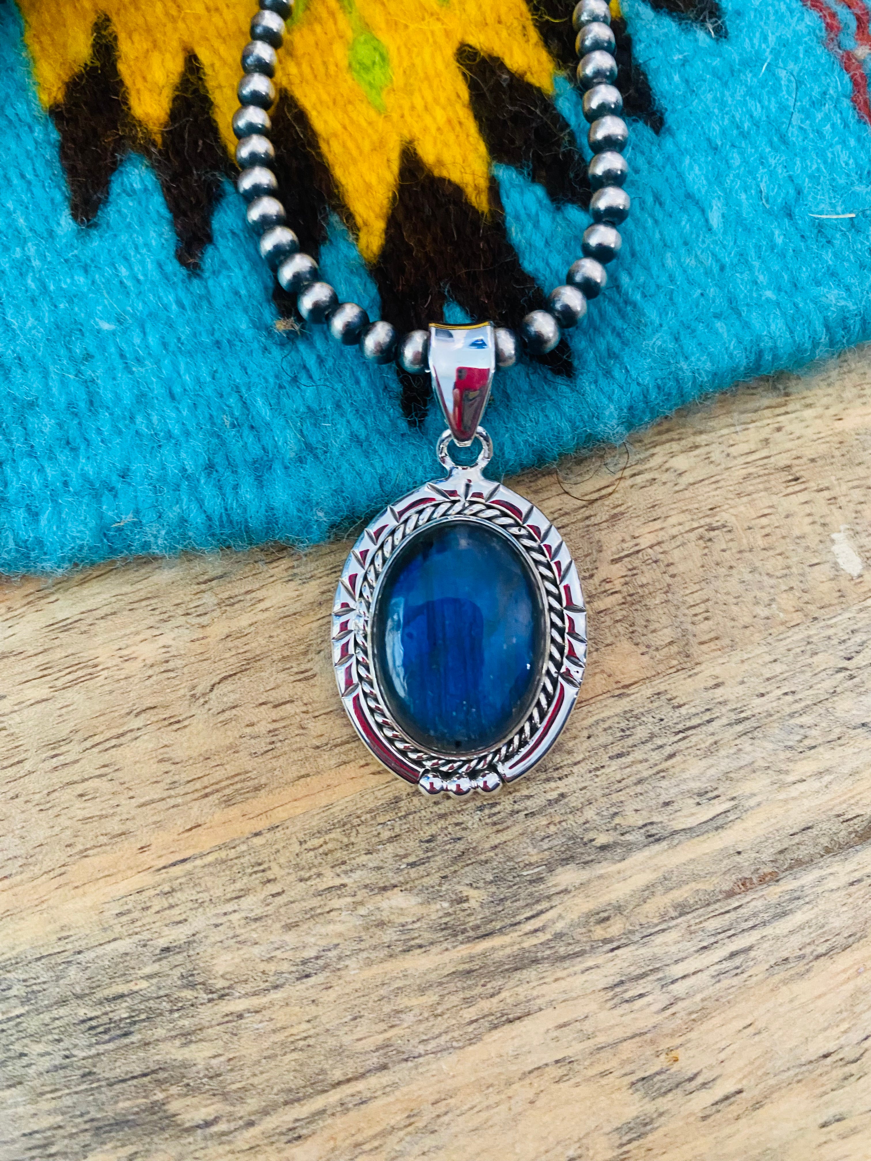 Handmade Sterling Silver & Labradorite Pendant