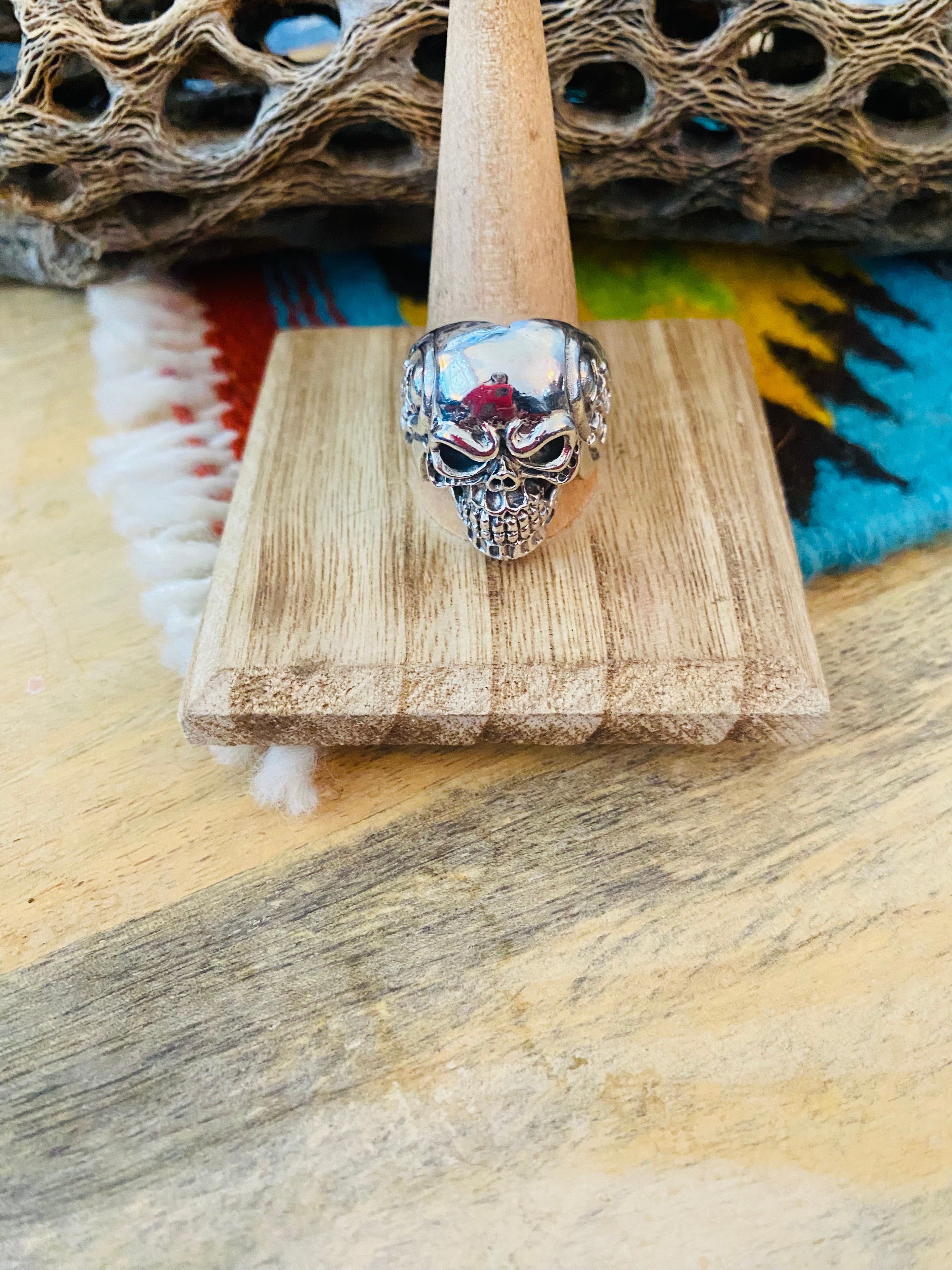 Handmade Sterling Silver Skull Ring Size 11.25