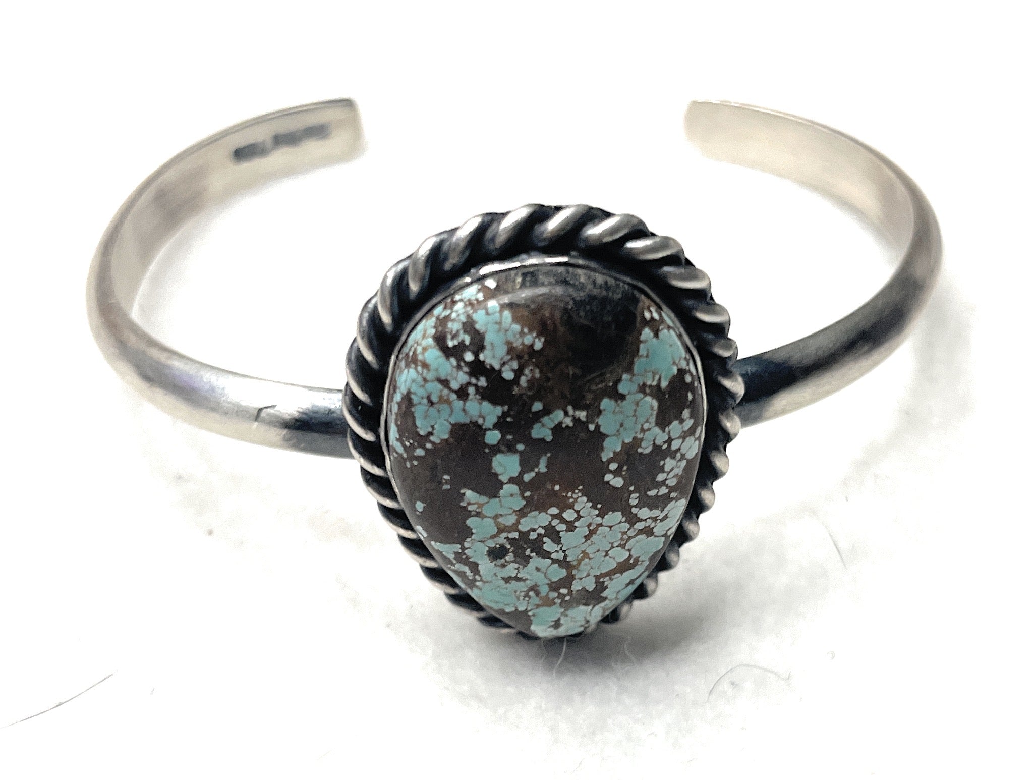 Navajo Turquoise & Sterling Silver Cuff Bracelet Signed