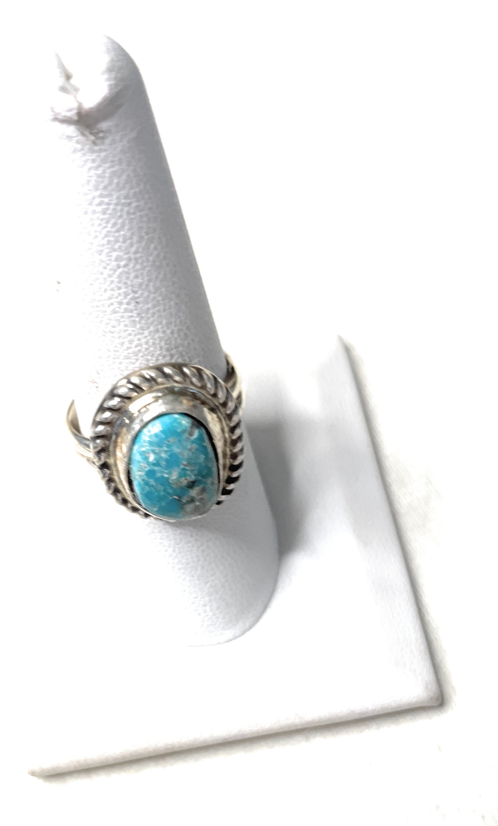 Old Pawn Navajo Sterling Silver & Turquoise Ring Size 8.5