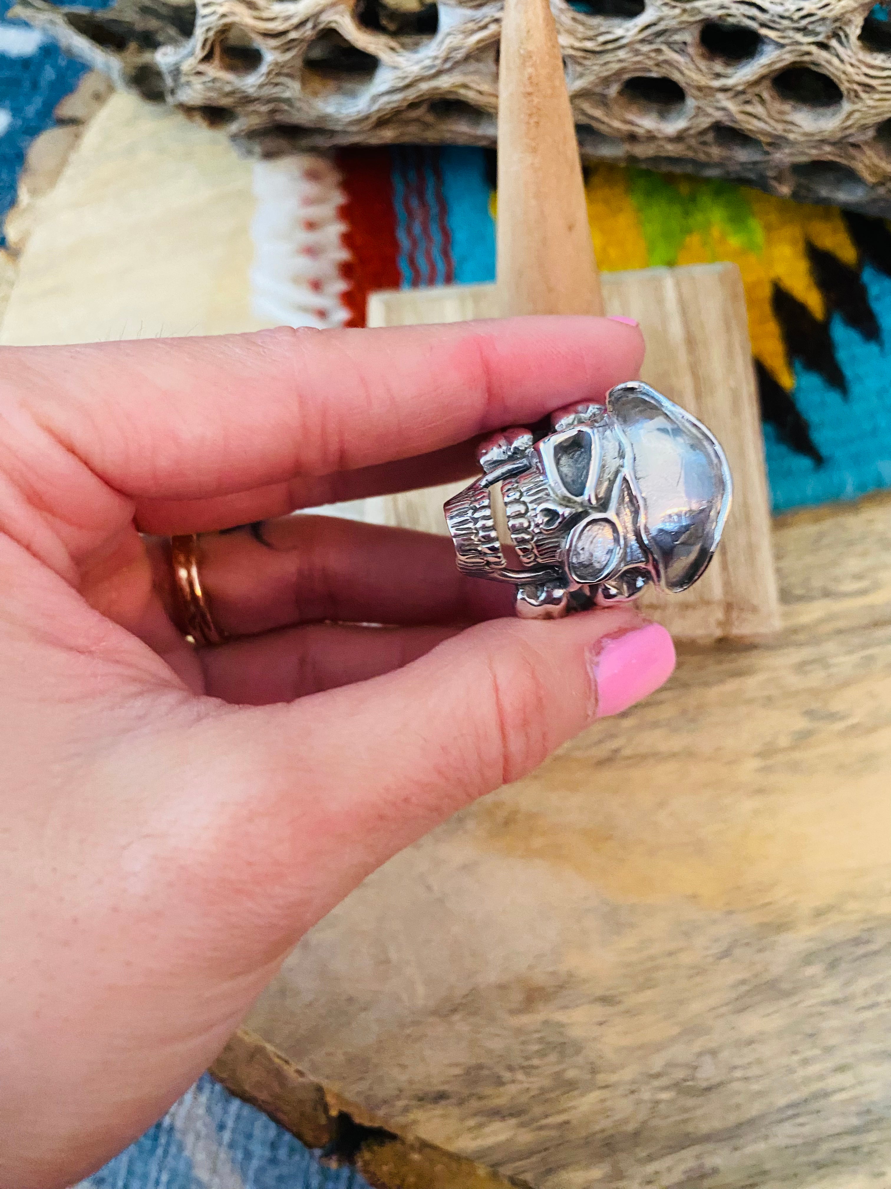 Handmade Sterling Silver Skull Ring Size 11.5