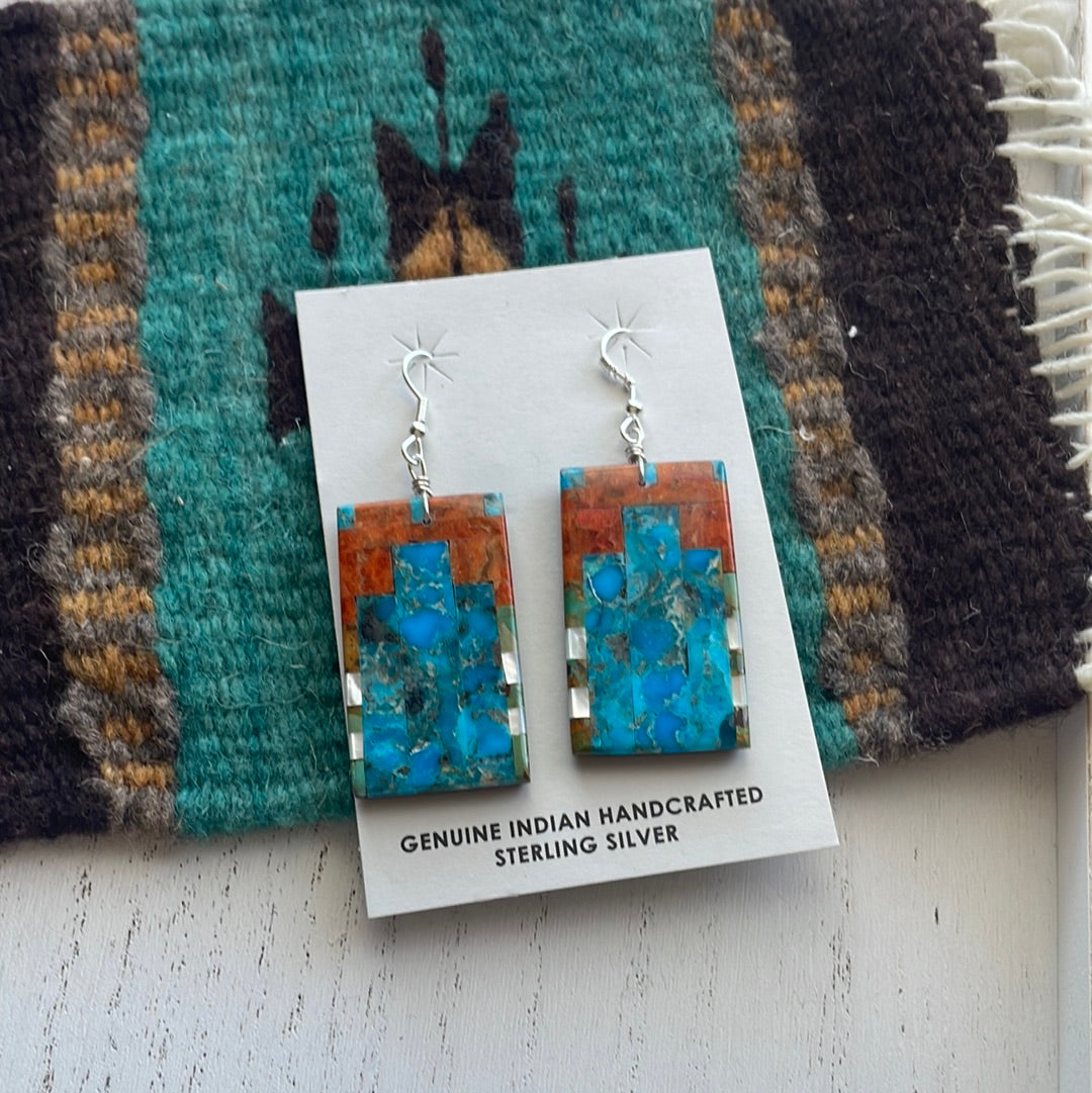 Santo Domingo Multi Stone Inlay Dangle Earrings