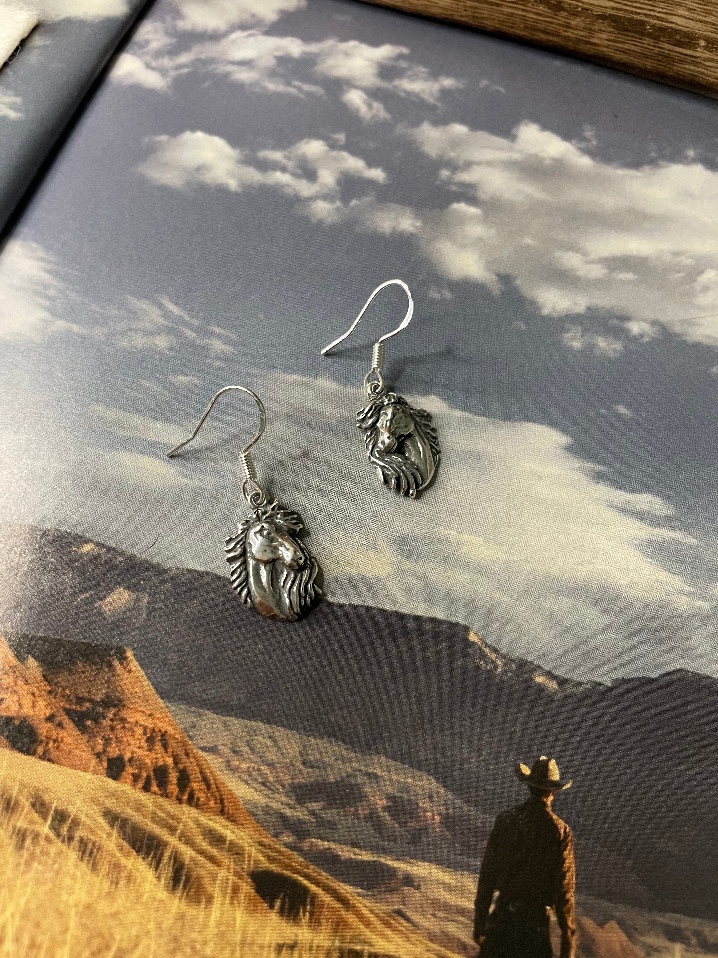 Navajo Sterling Silver Horse Dangle Earrings