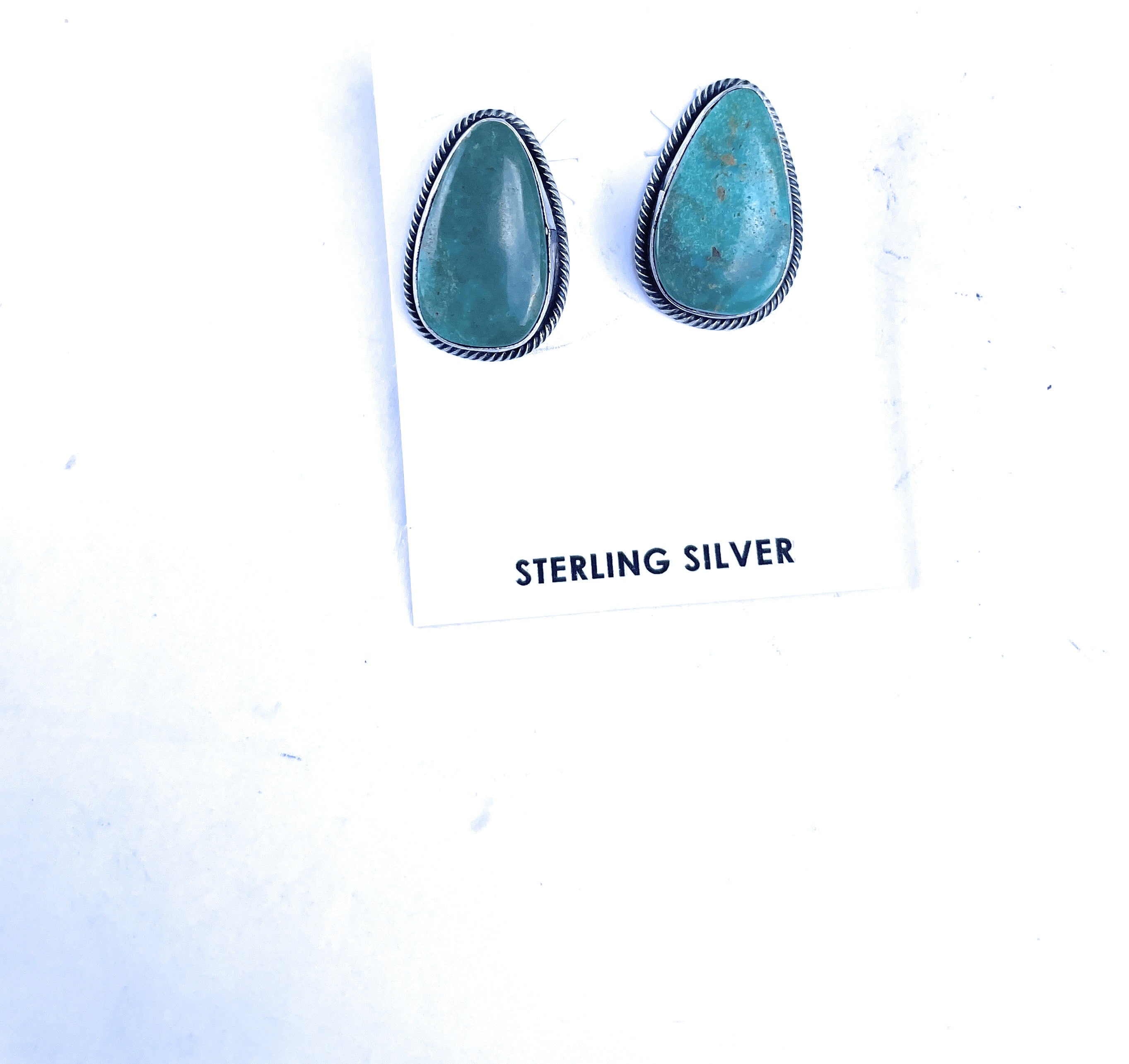 Navajo Turquoise And Sterling Silver Post Earrings