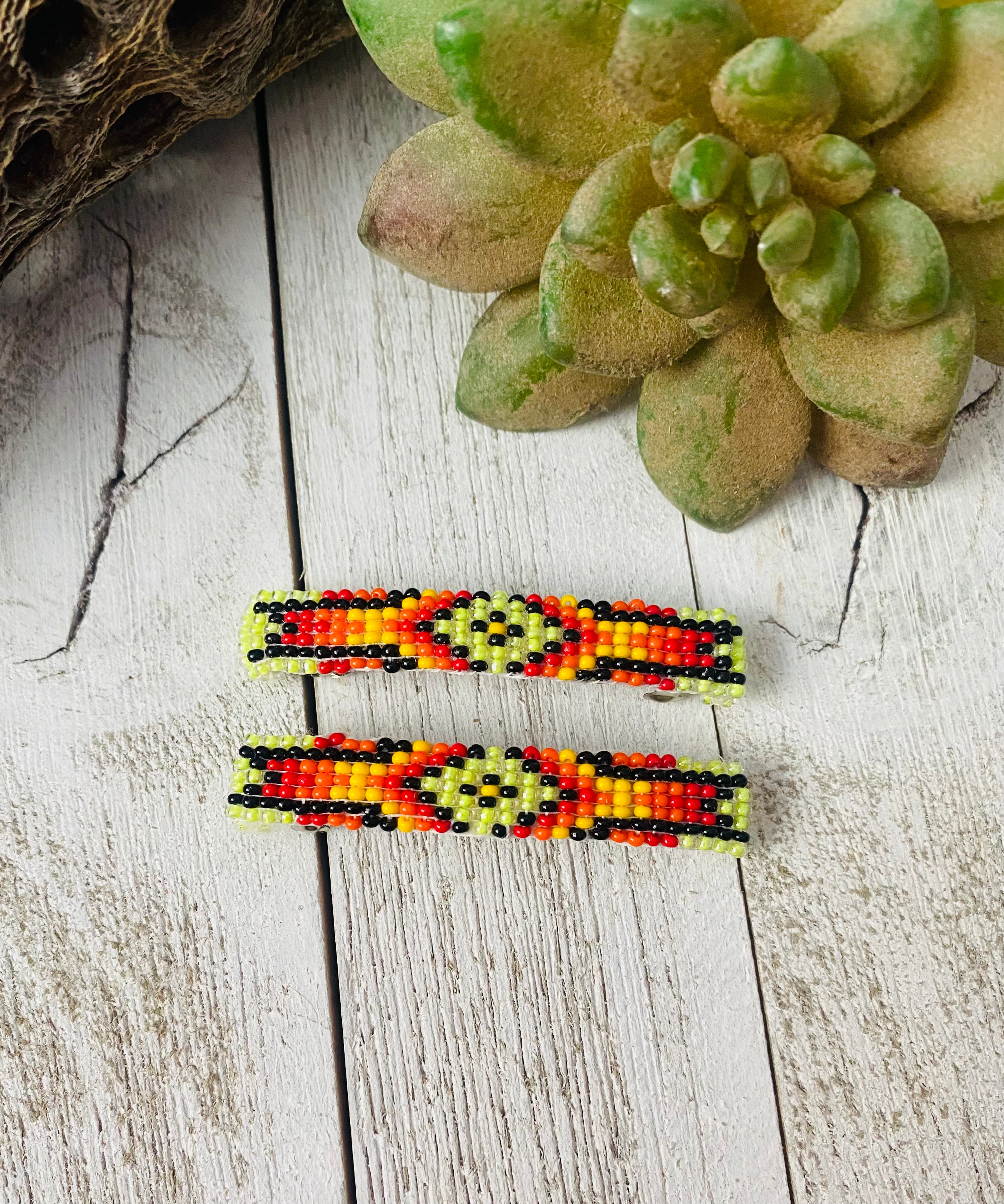 Navajo Handmade Beaded Barrette Set