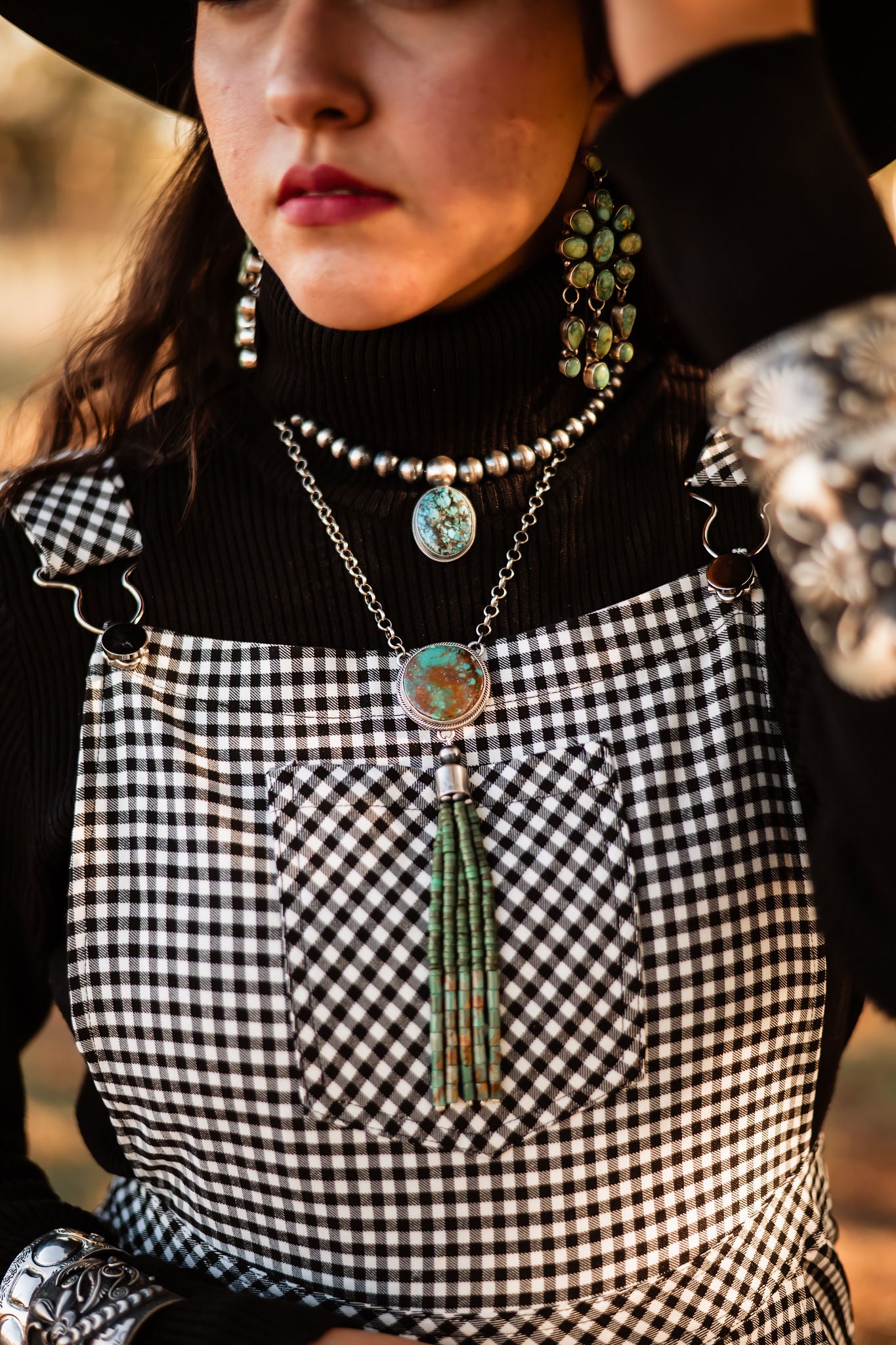 Navajo Turquoise And Sterling Silver Pearl Beaded Choker Necklace