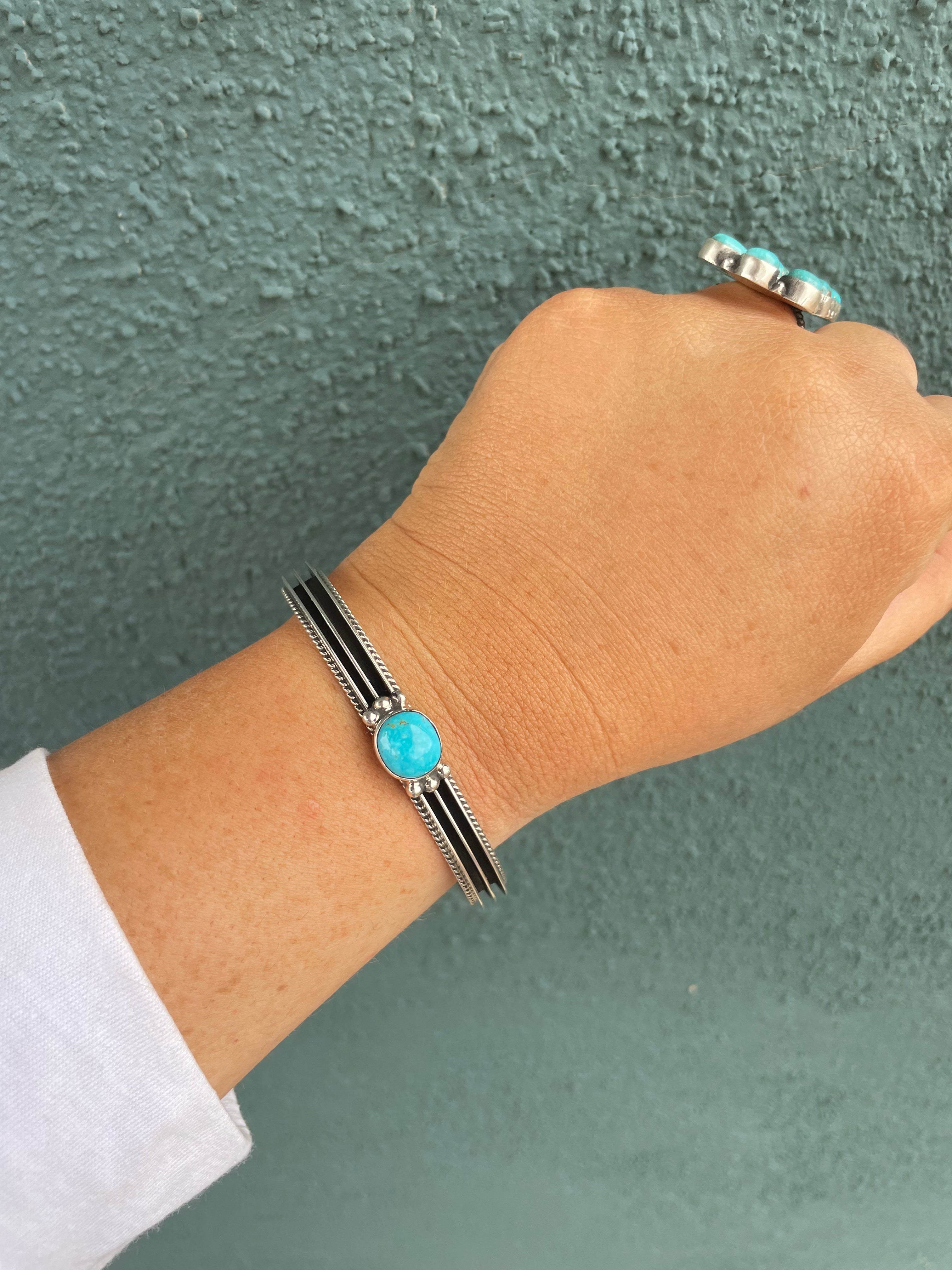 Navajo Sterling Silver & Turquoise Cuff Bracelet