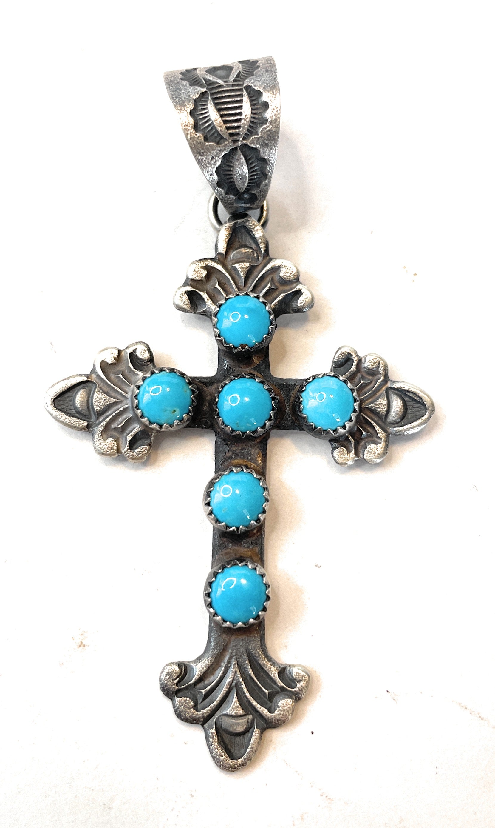 Kevin Billah Sterling Silver And Turquoise Cross Pendant Signed