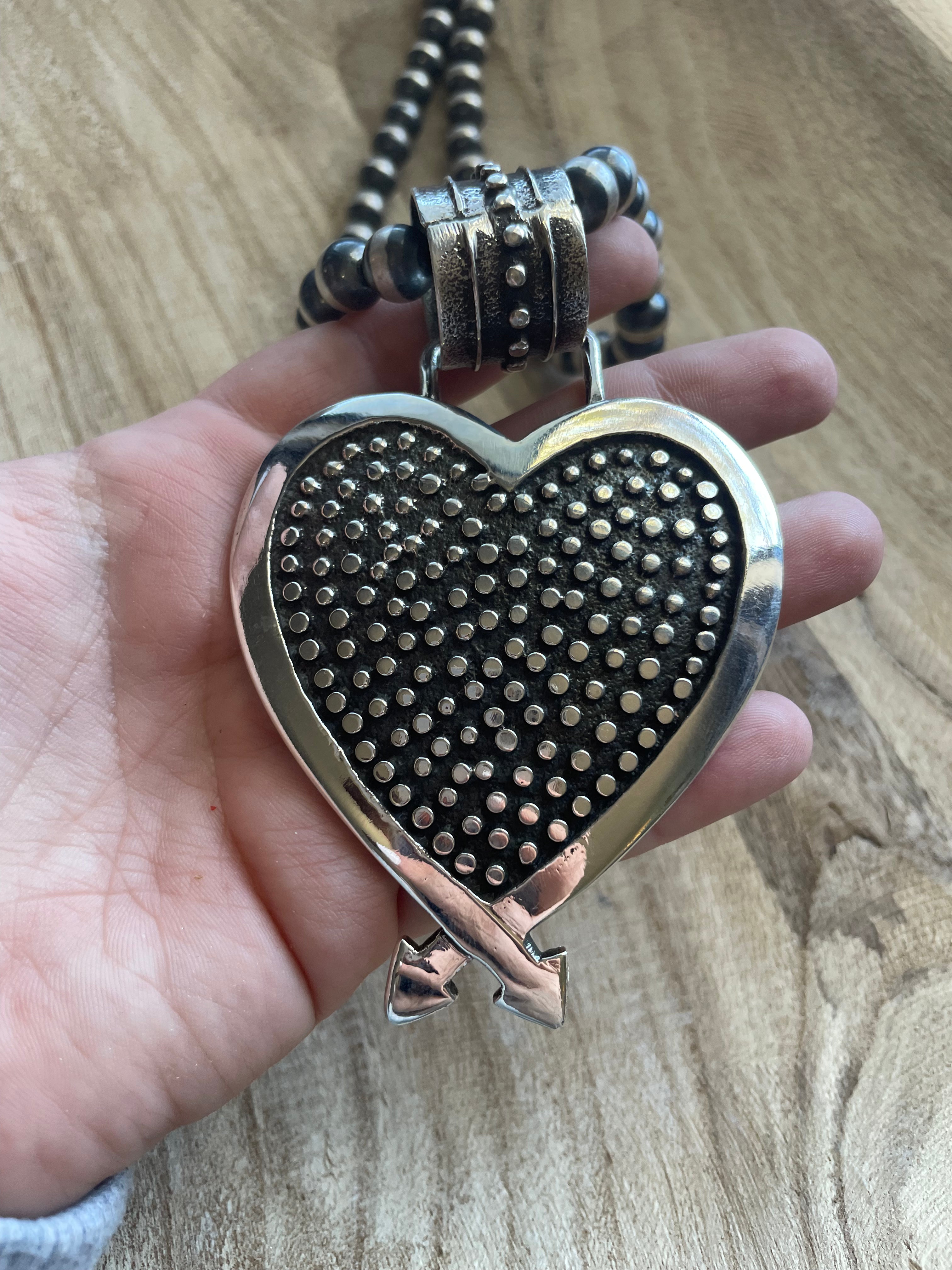 Navajo Sterling Silver Heart Pendant Signed