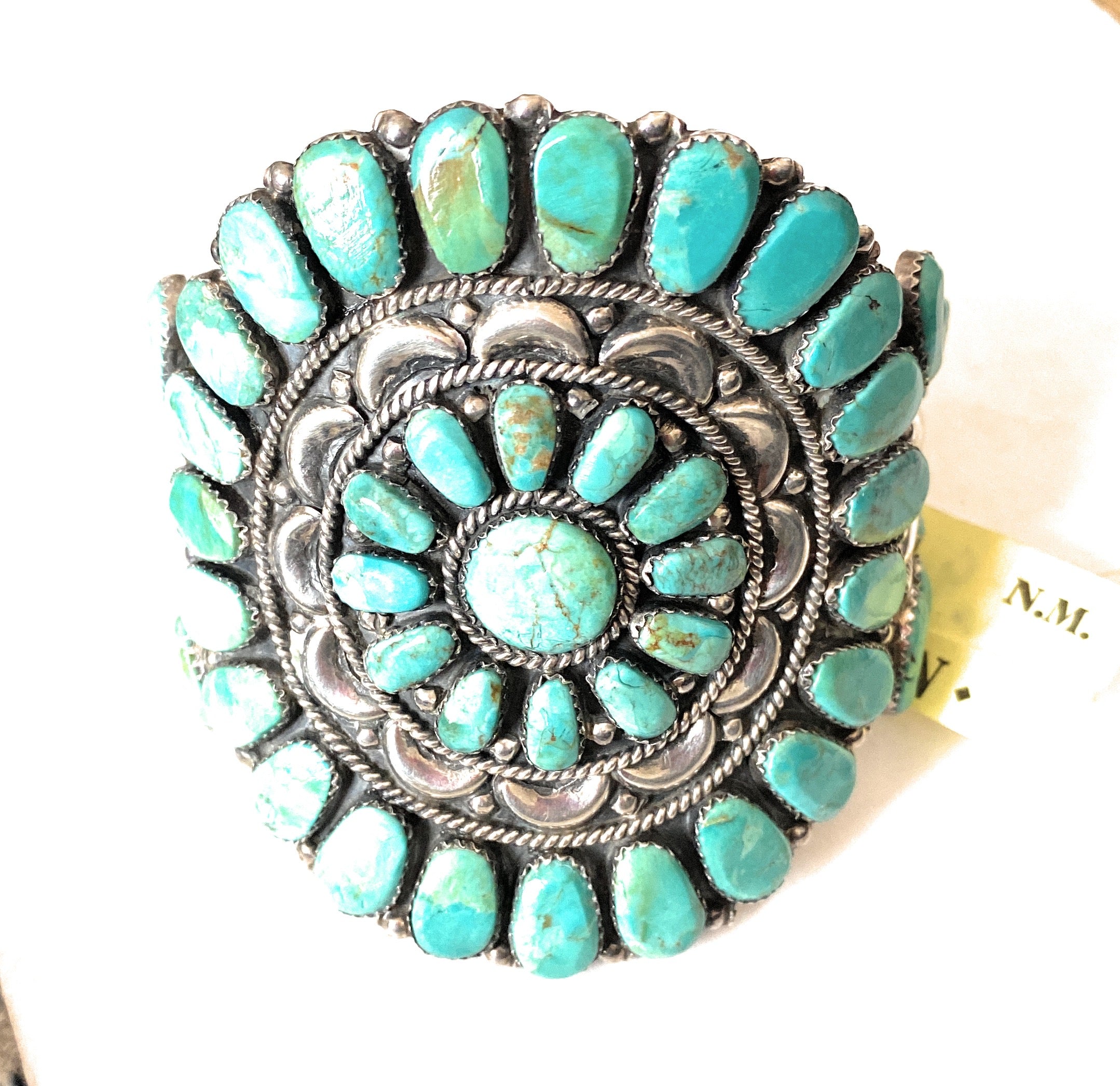 Old Pawn Vintage Navajo Turquoise & Sterling Silver Cuff Bracelet