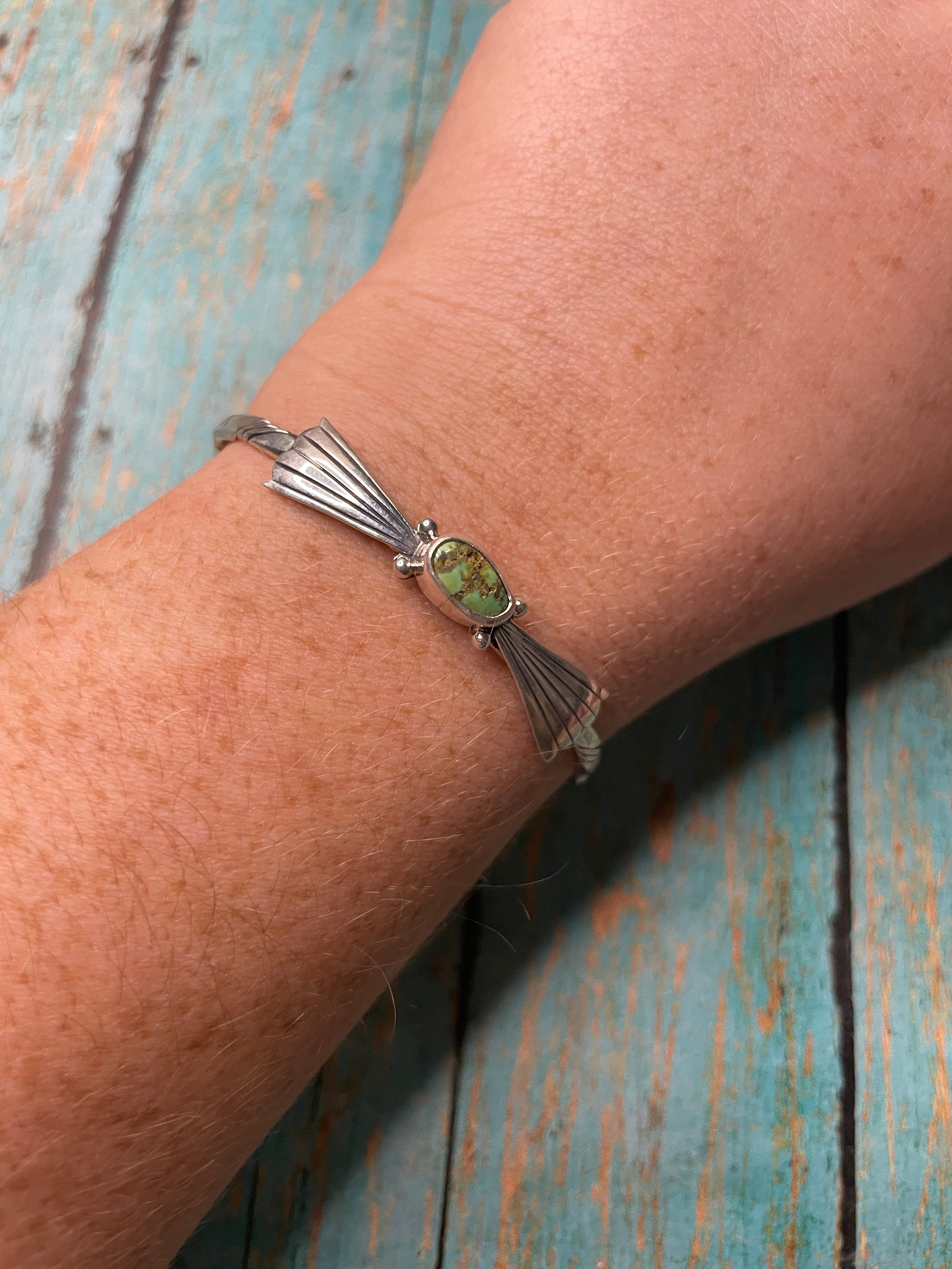 Navajo Sonoran Gold Turquoise & Sterling Silver Cuff Bracelet