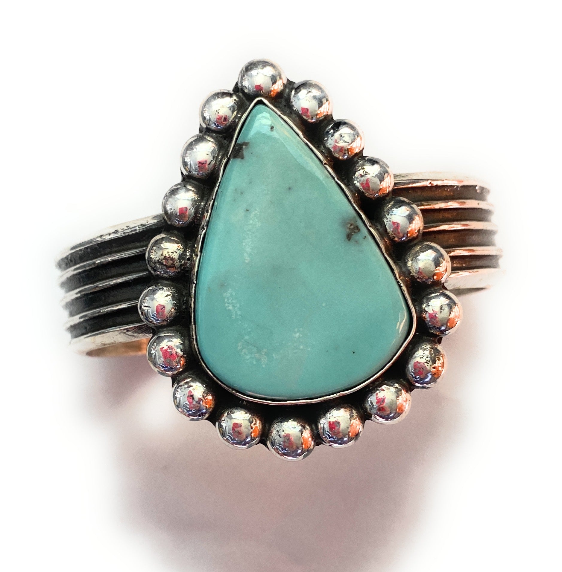 Navajo Turquoise & Sterling Silver Cuff Bracelet By Chimney Butte