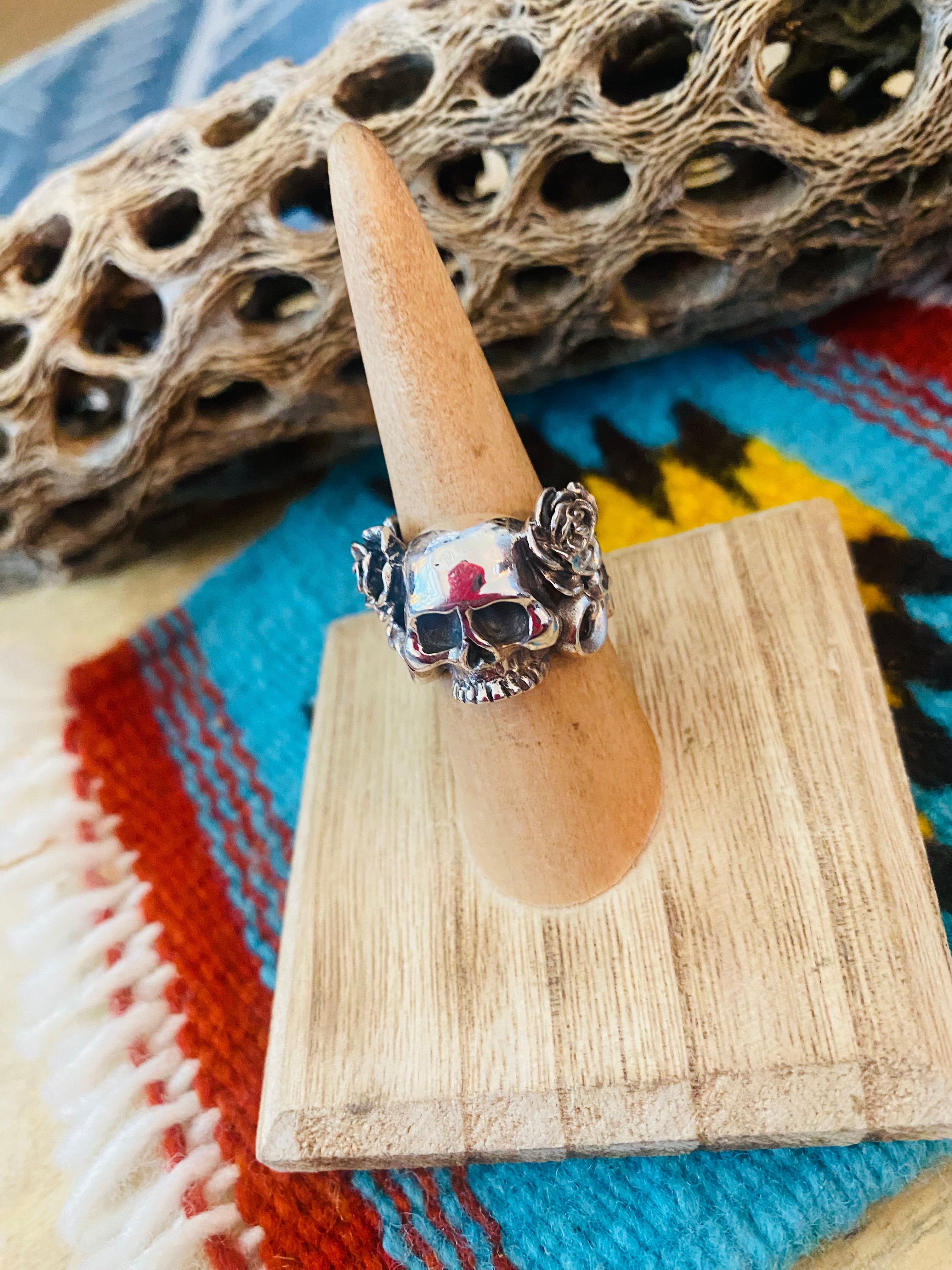 Handmade Sterling Silver Skull Ring Size 6