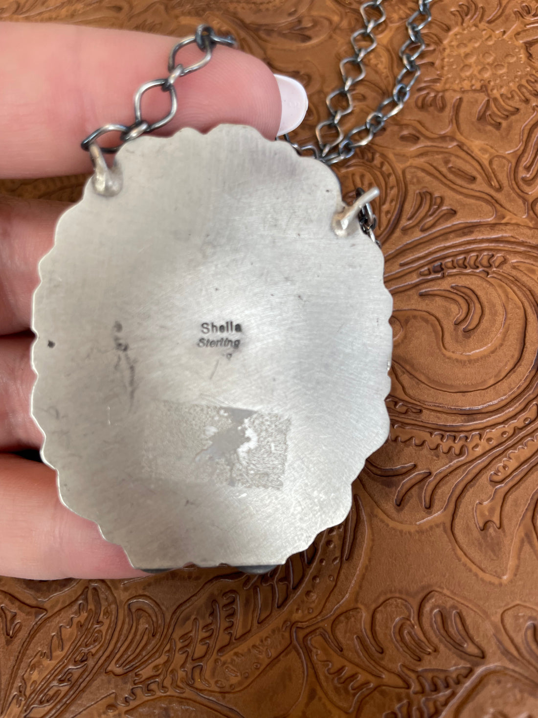 Navajo Royston & Carico Lake Turquoise Sterling Silver Cluster Necklace by Sheila Becenti