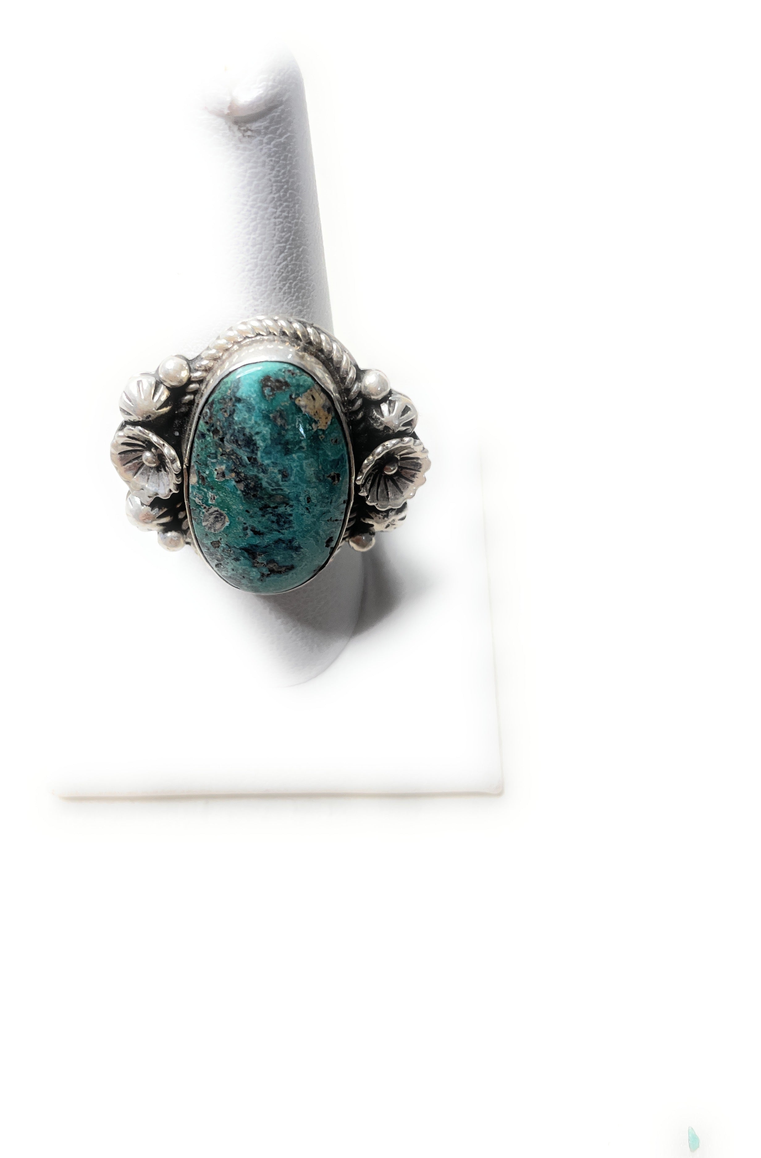 Old Pawn Navajo Sterling Silver & Turquoise Ring Size 9.5