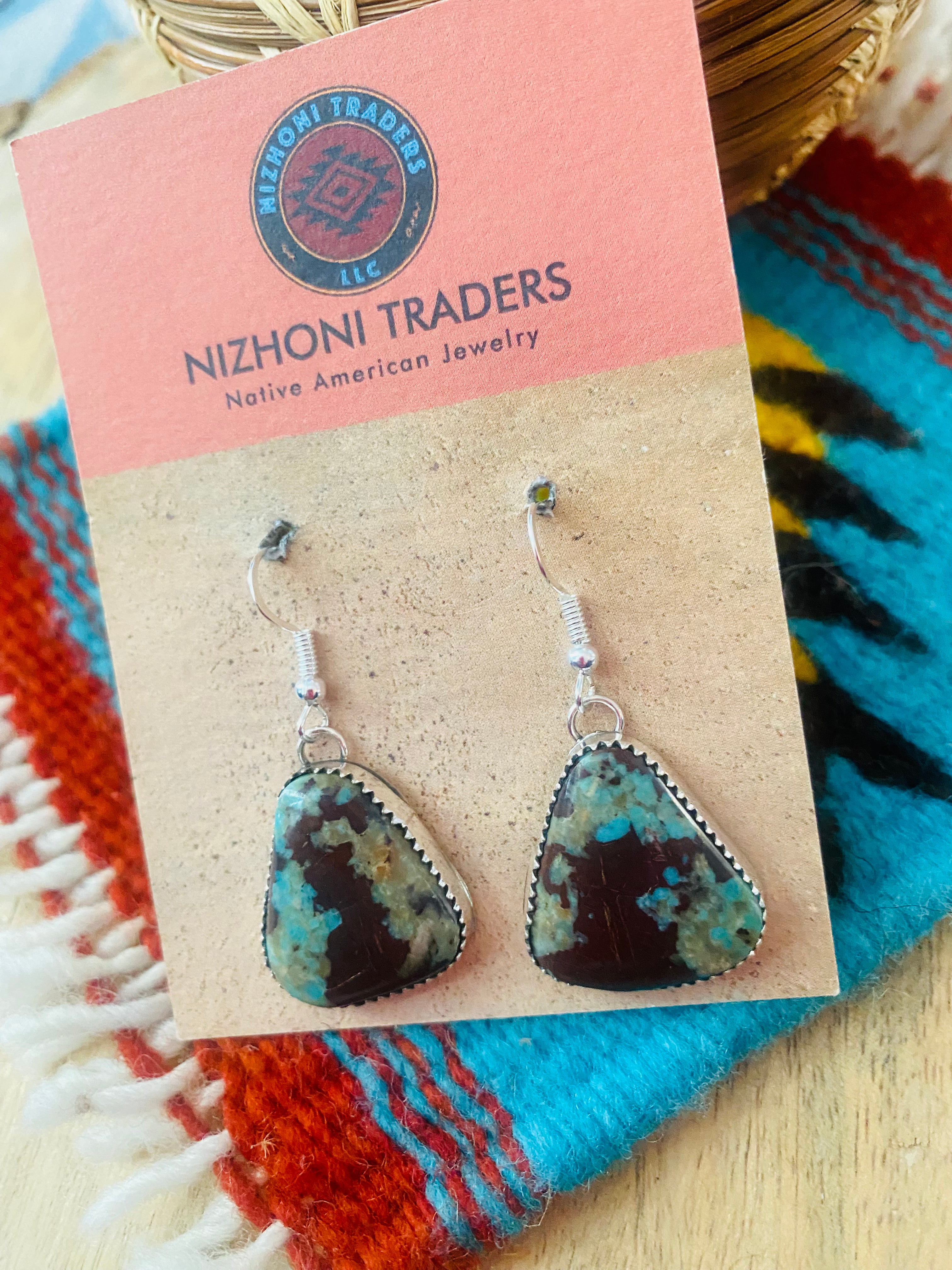 Navajo Turquoise & Sterling Silver Dangle Earrings