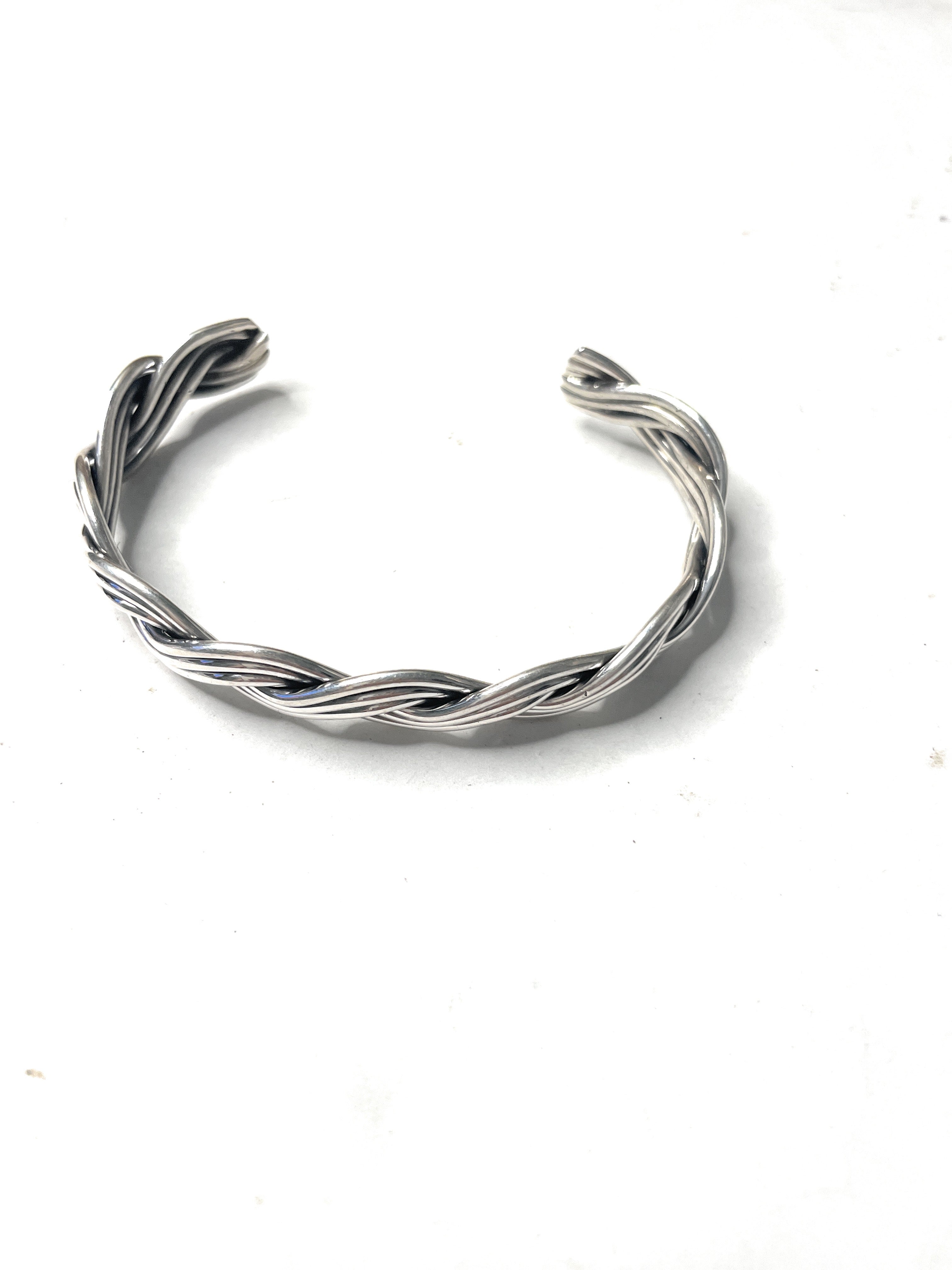 Navajo Sterling Silver Twisted Rope Adjustable Bracelet Cuff