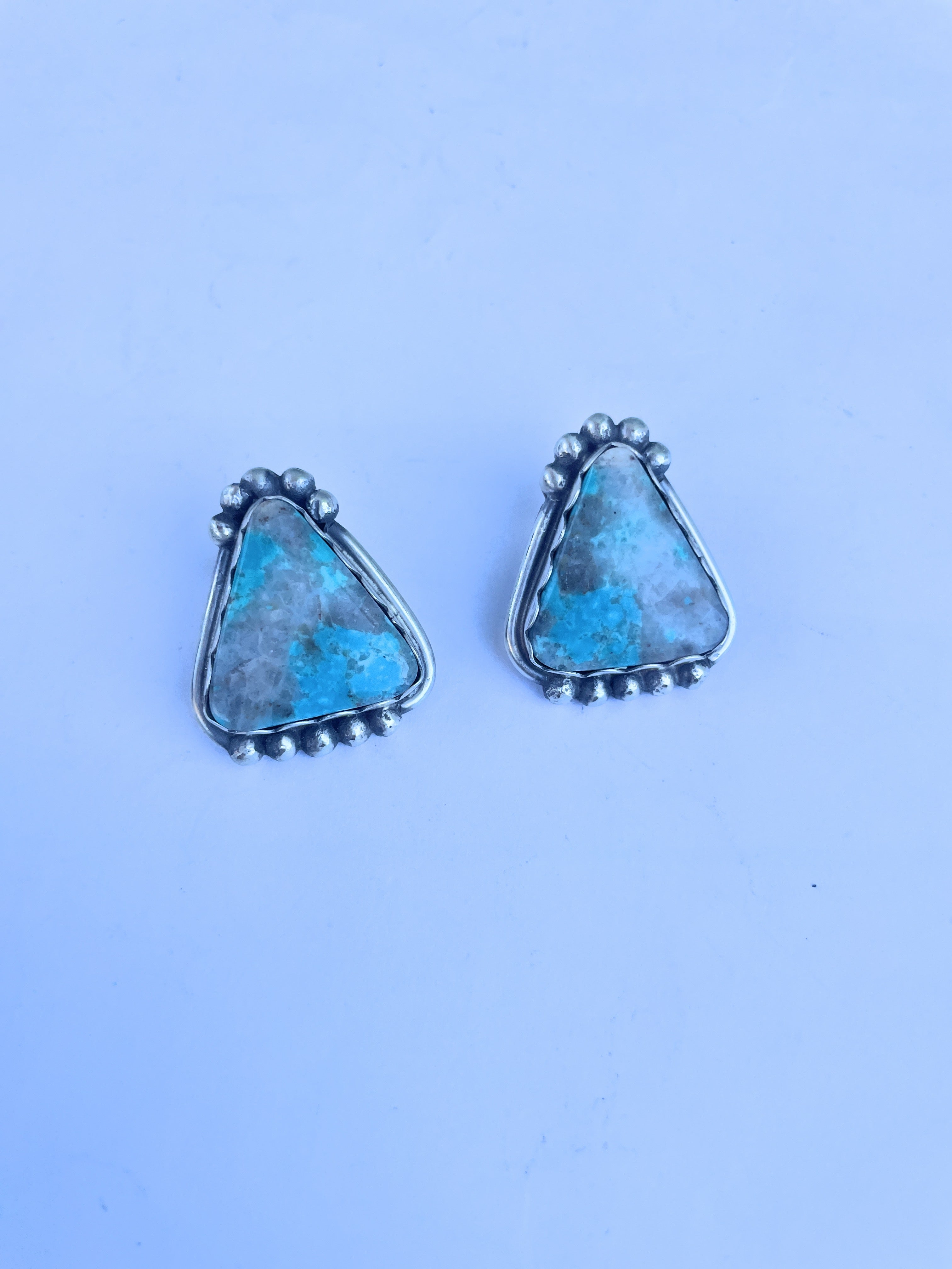 Navajo Sterling Silver & Turquoise Post Earrings