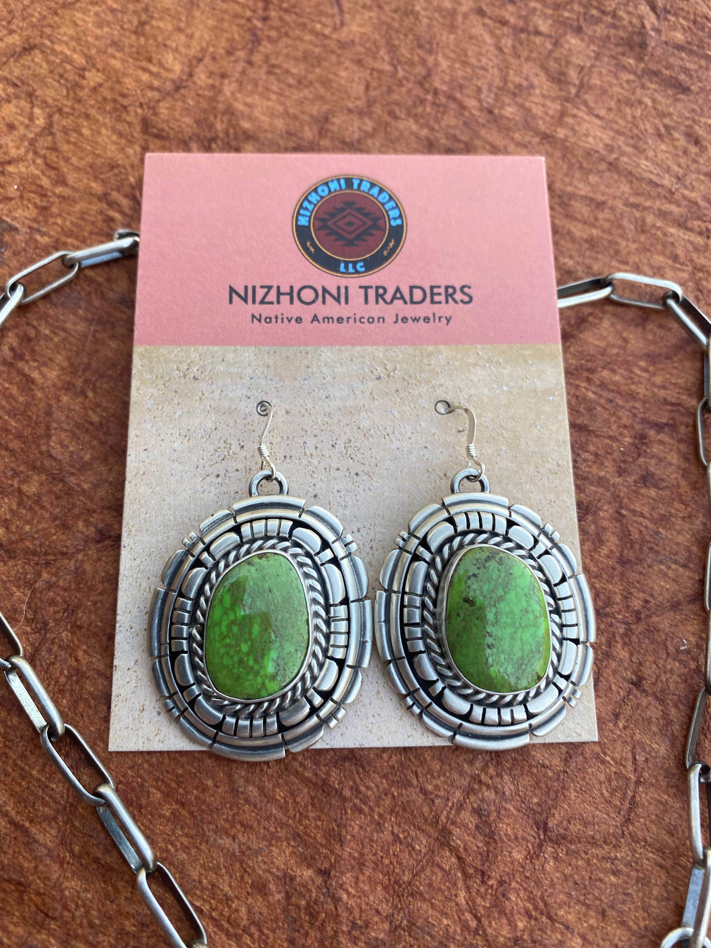 Navajo Gaspeite & Sterling Silver Necklace Set by Larry Kaye