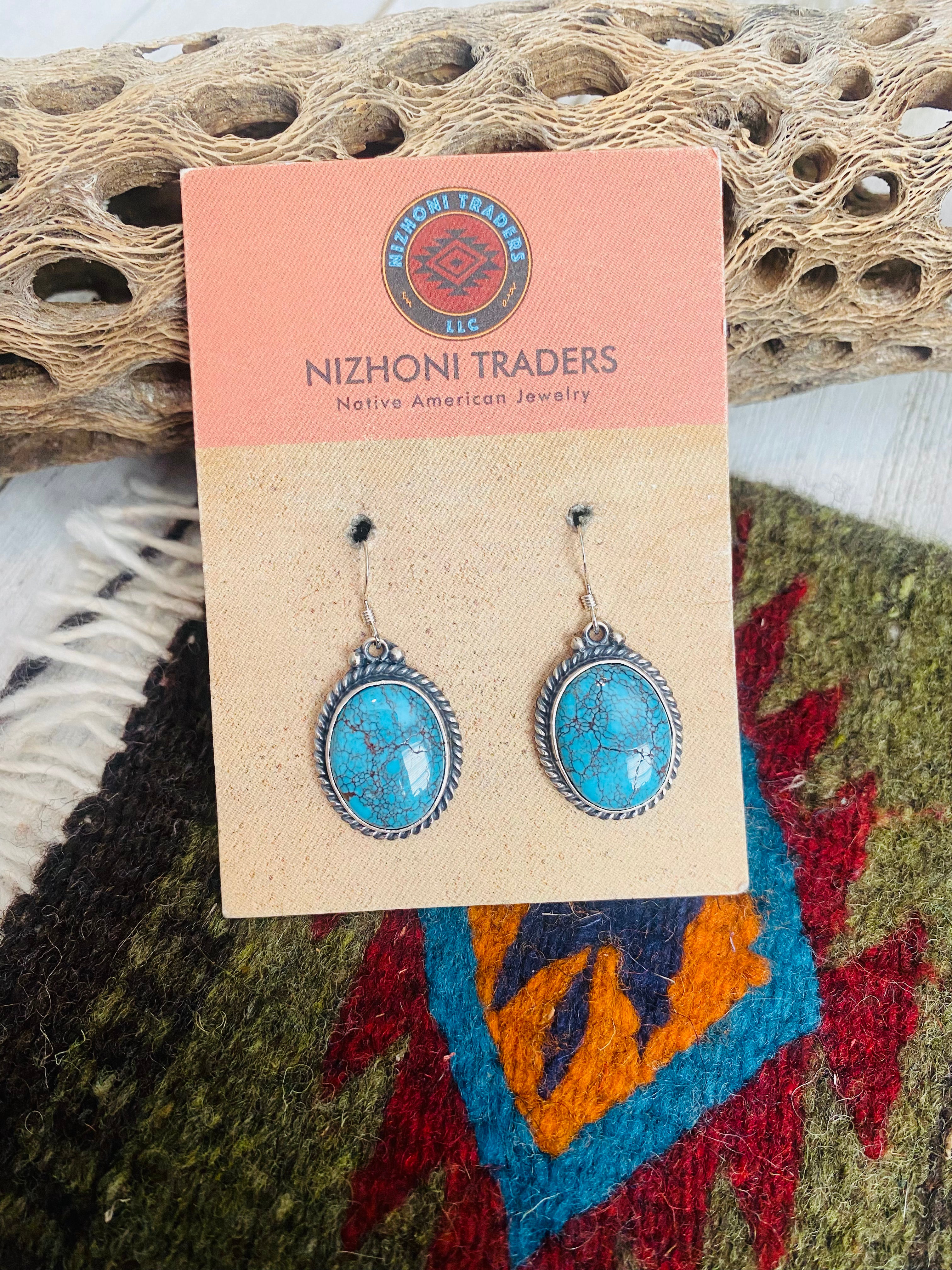 Navajo Turquoise & Sterling Silver Dangle Earrings