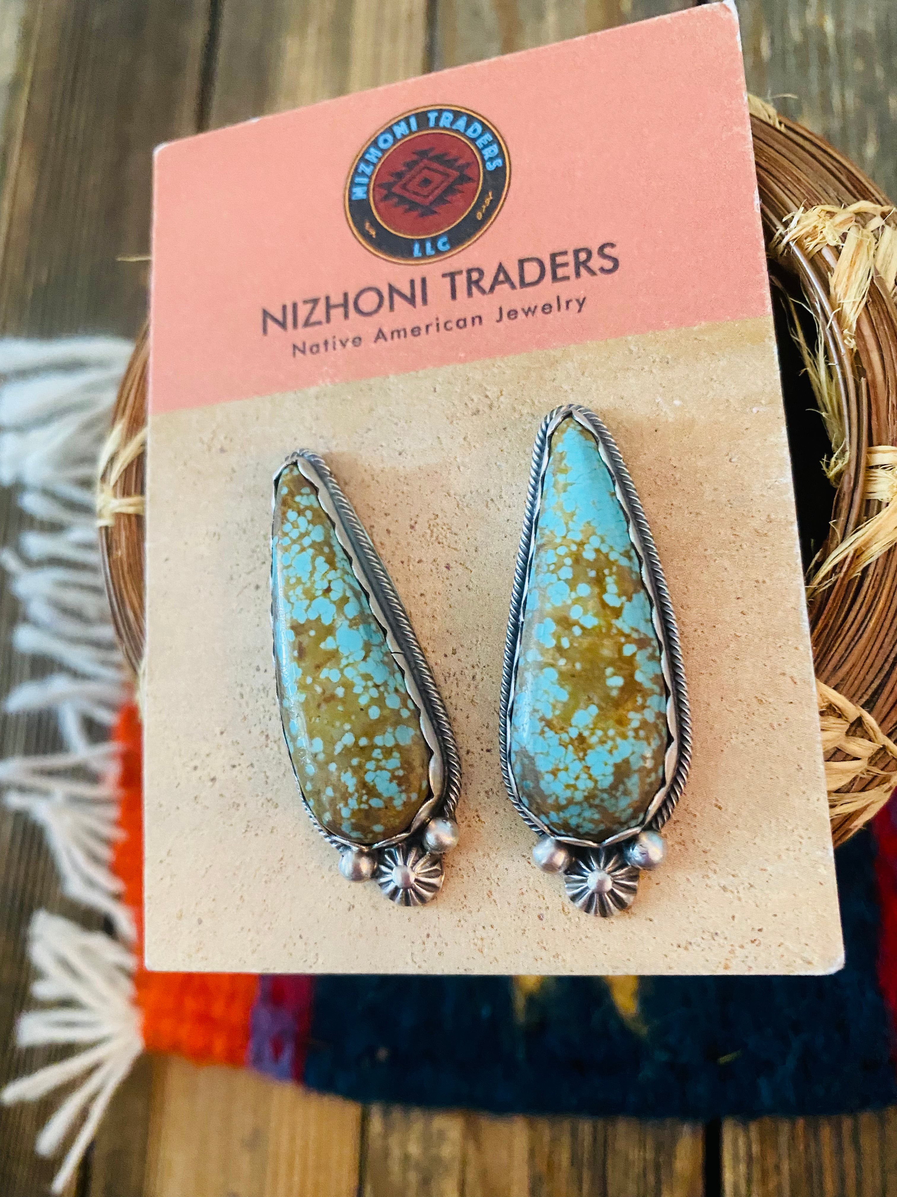 Navajo Sterling Silver & Royston Turquoise Post Earrings