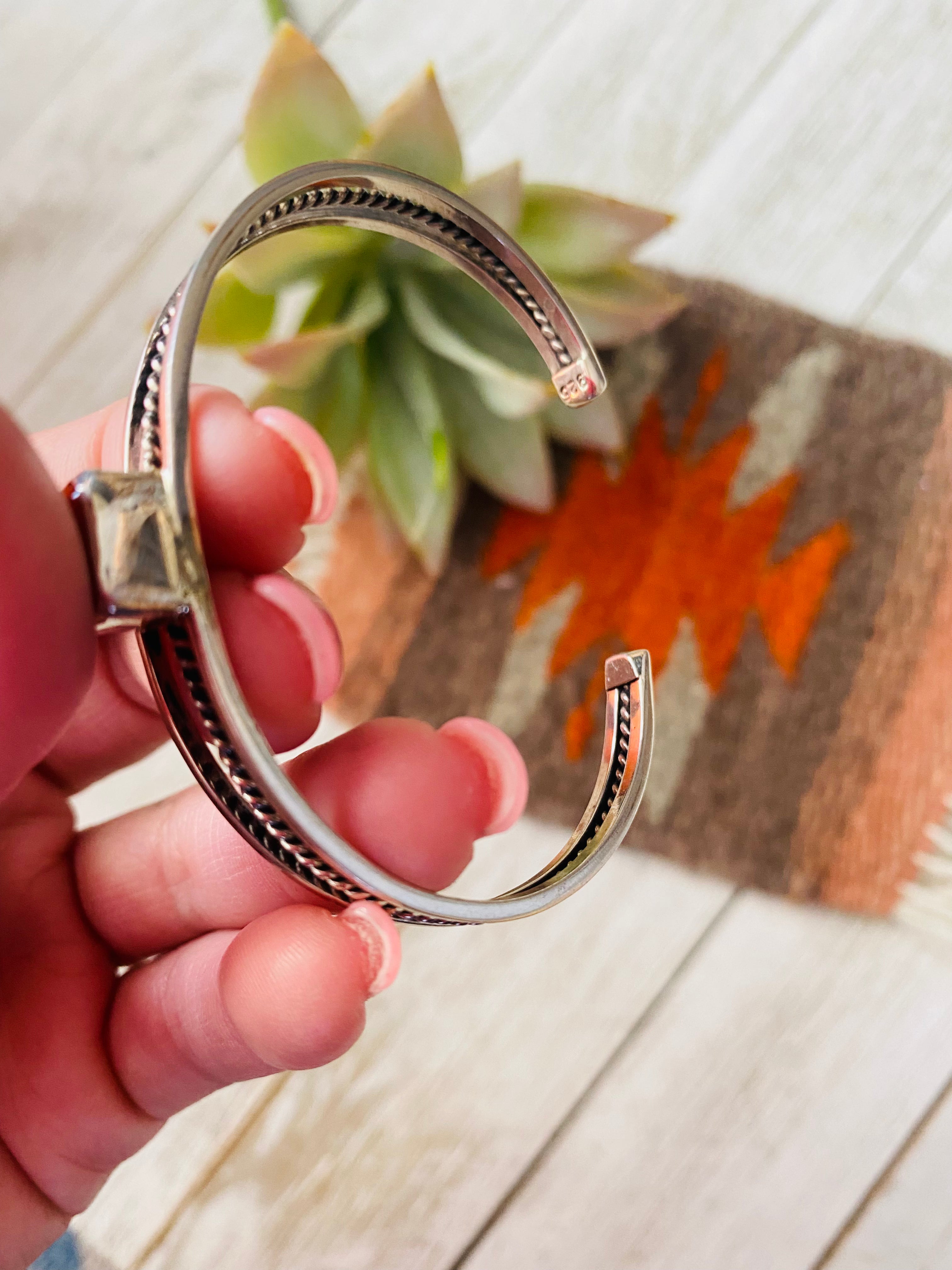 Navajo Coral & Sterling Silver Cuff Bracelet