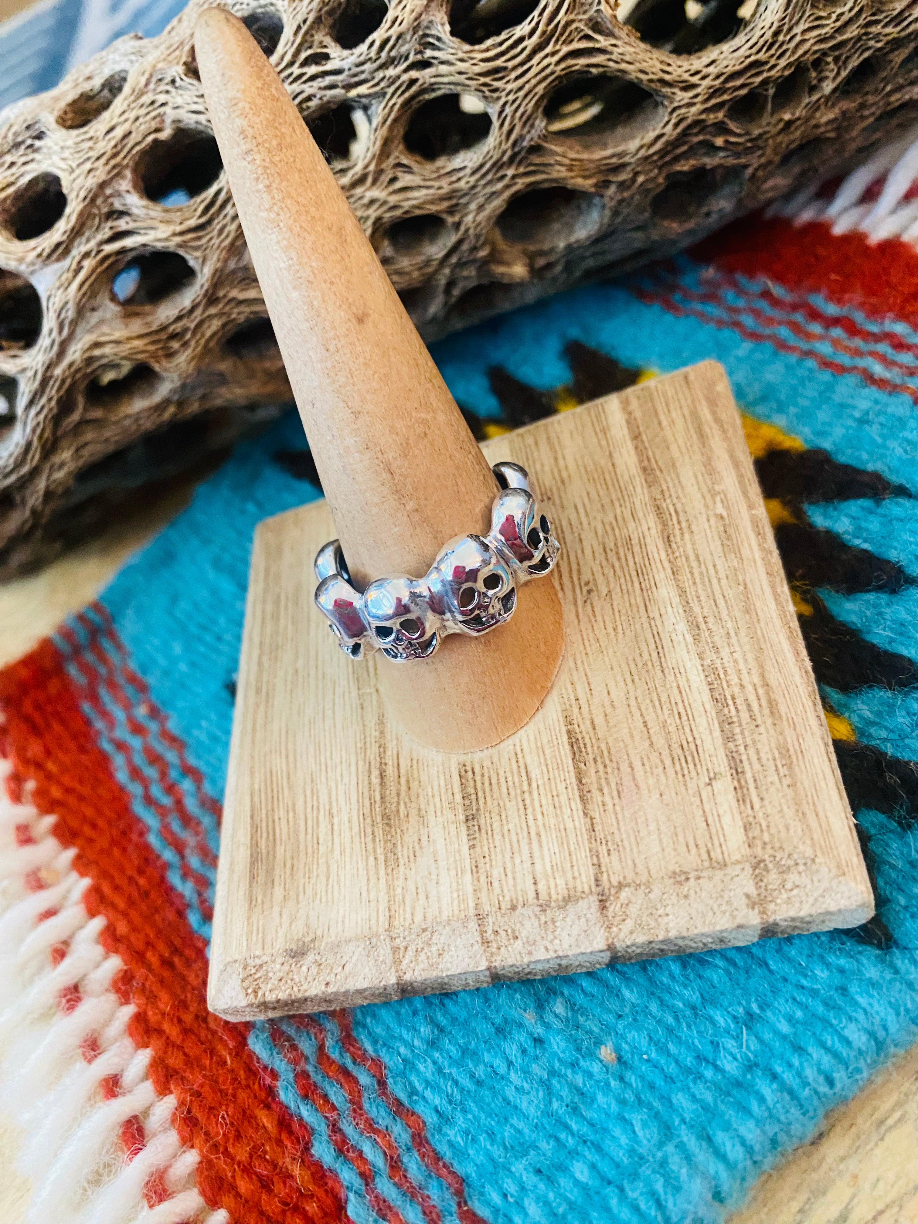 Handmade Sterling Silver Skull Ring Size 9.5