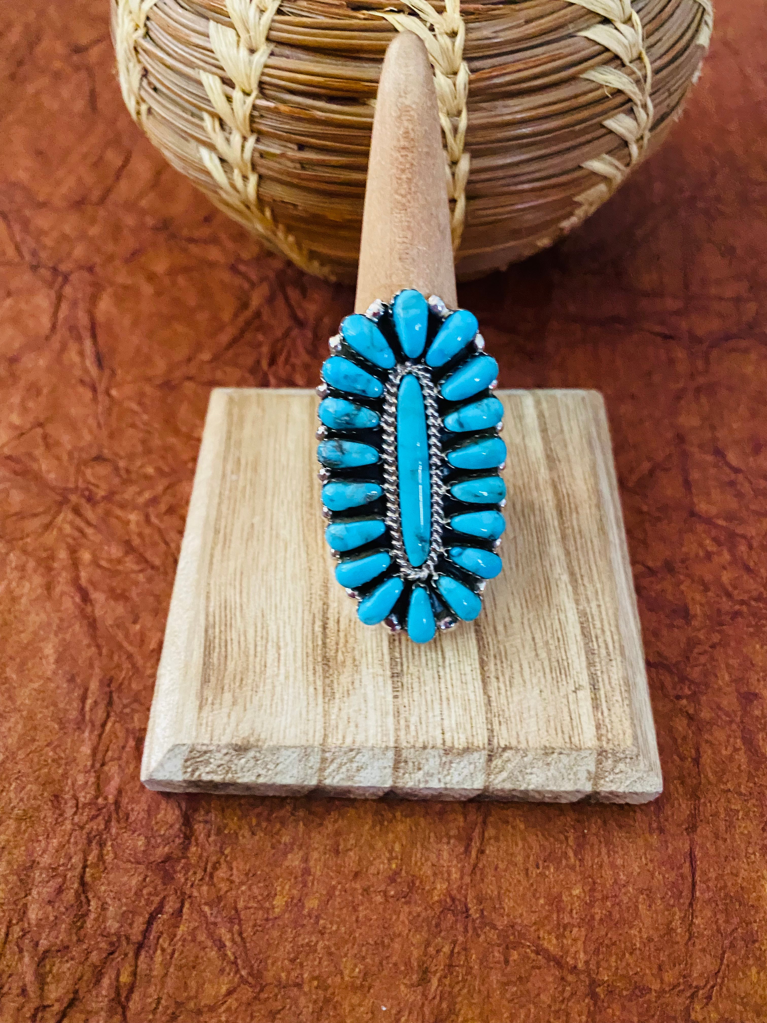 Navajo Natural Kingman Turquoise Cluster Ring