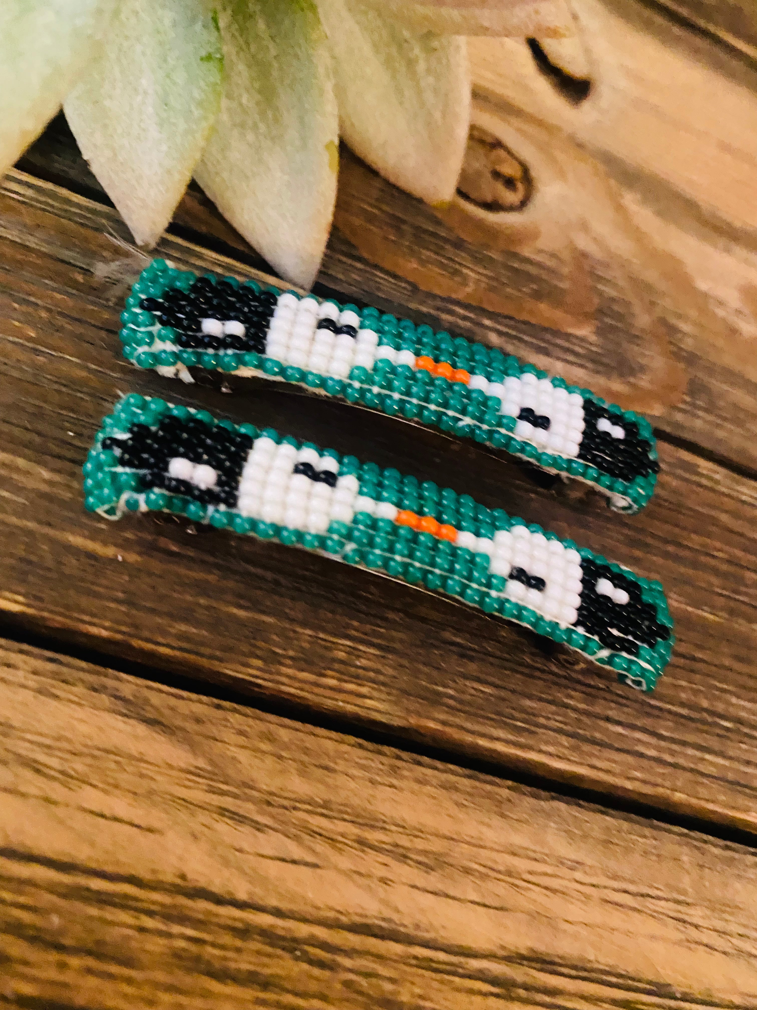 Navajo Handmade Beaded Barrette Set