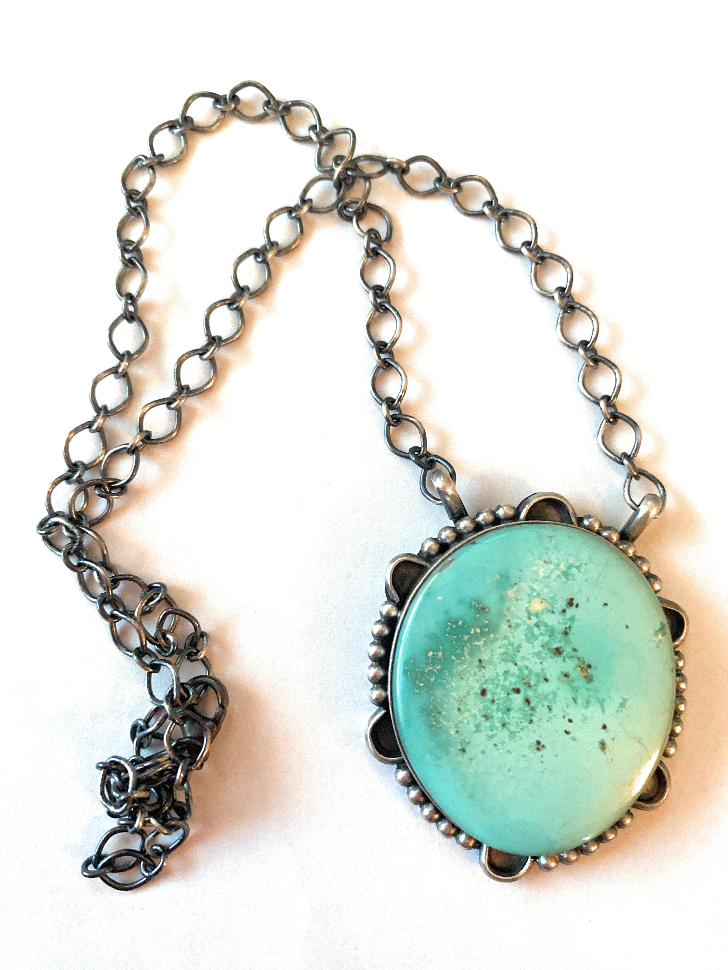 Navajo Sterling Silver & Kingman Turquoise Necklace