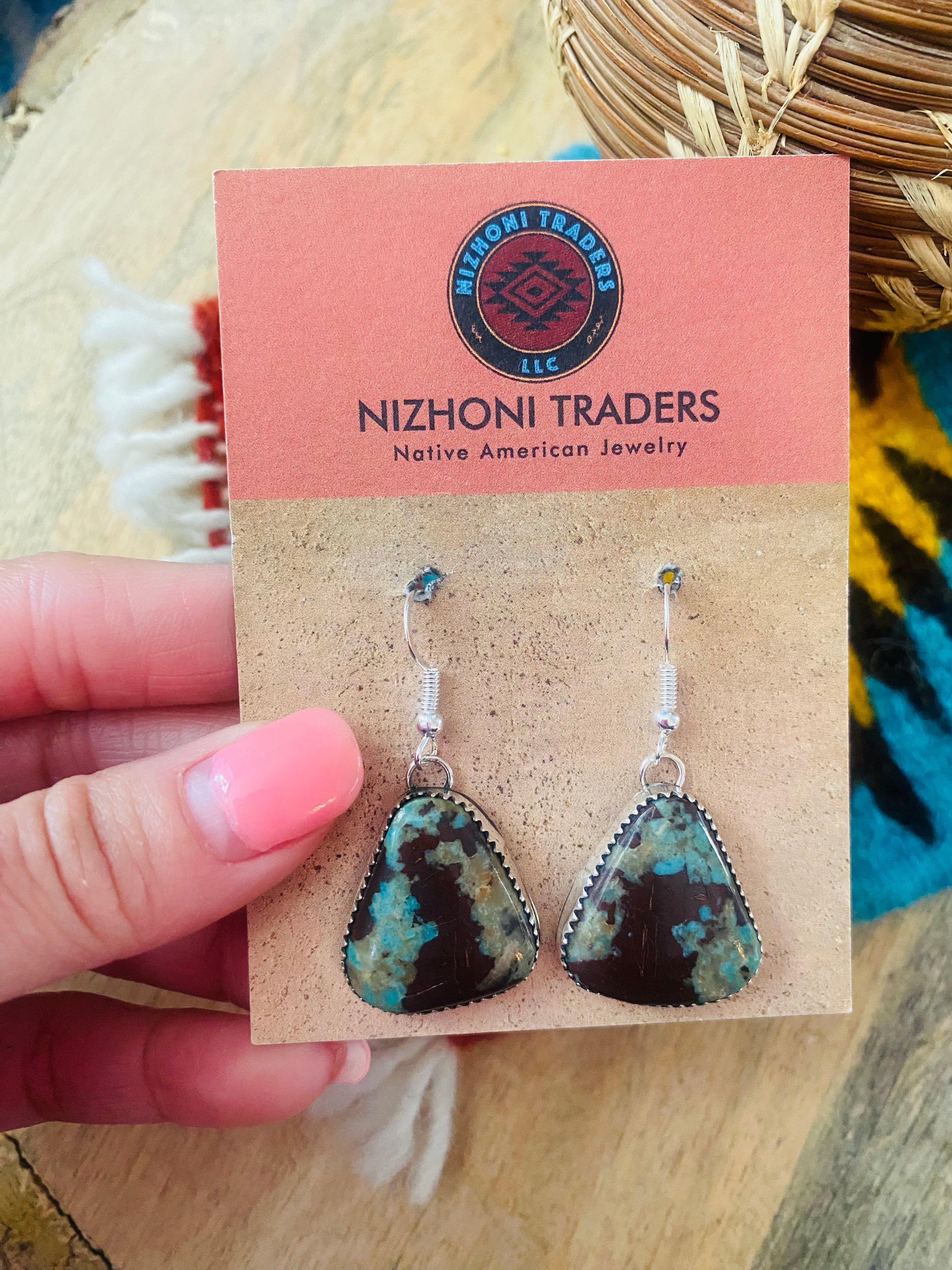 Navajo Turquoise & Sterling Silver Dangle Earrings