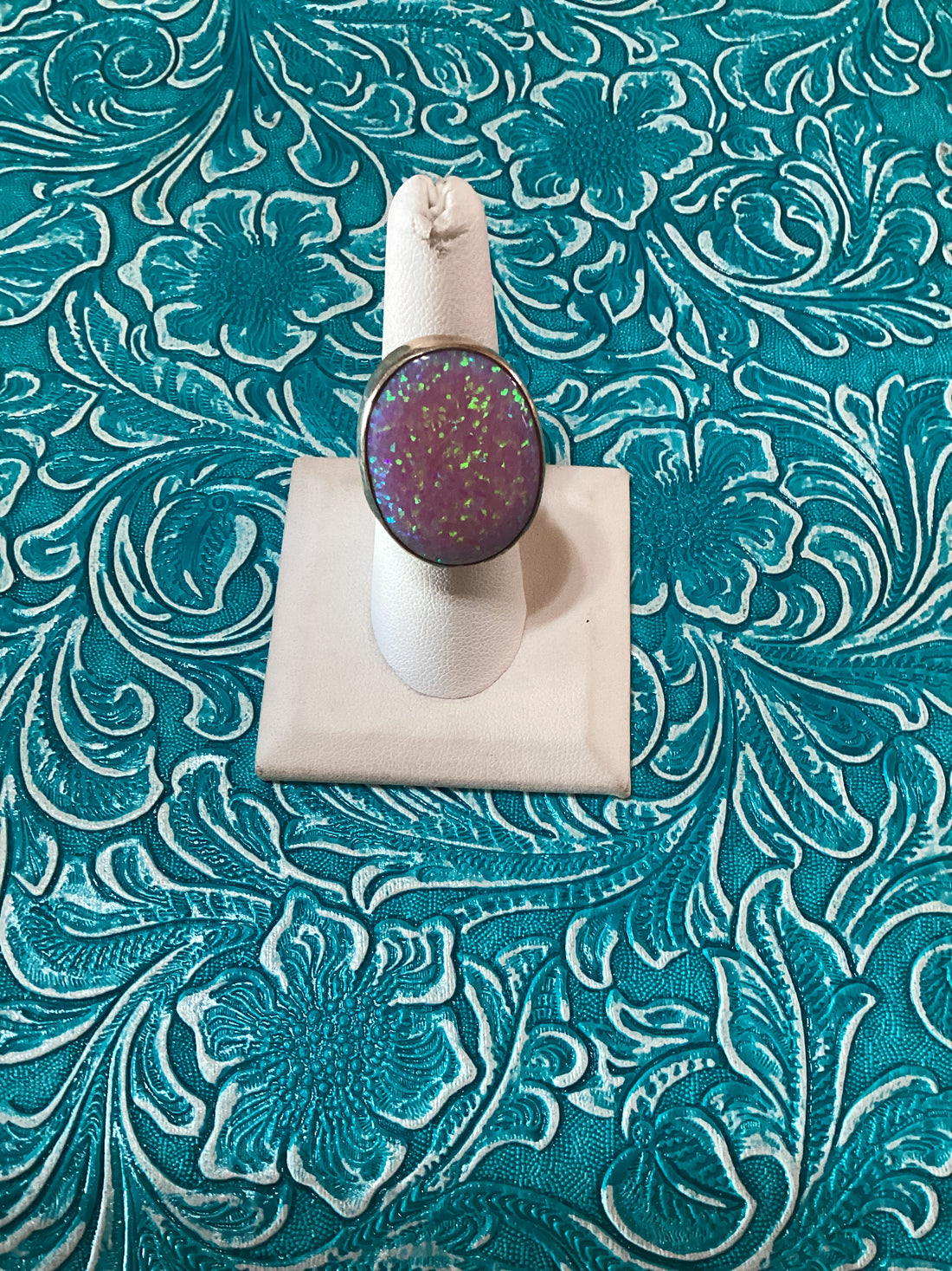 Old Pawn Navajo Sterling Silver & Pink Opal Ring Size 6