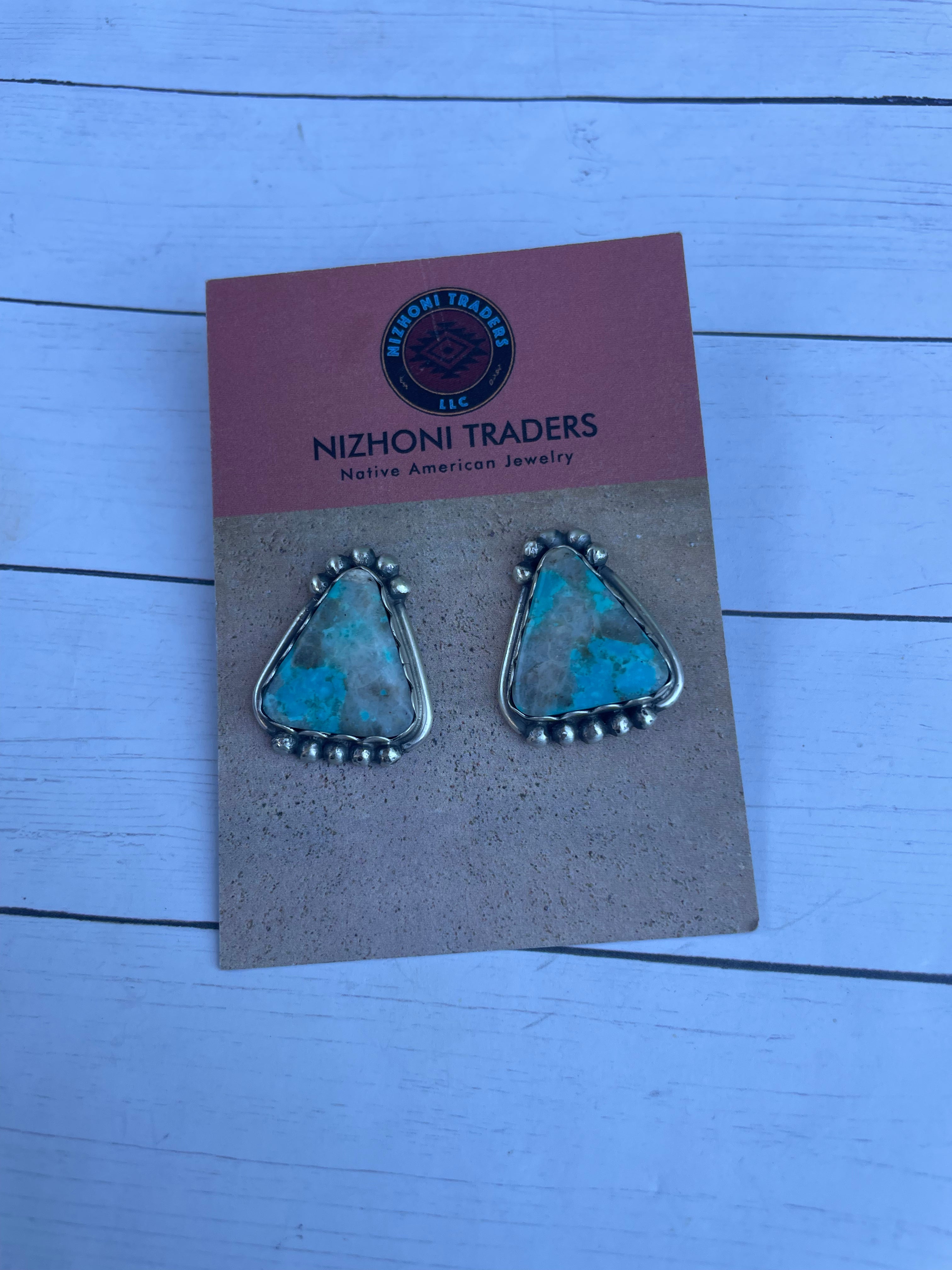 Navajo Sterling Silver & Turquoise Post Earrings