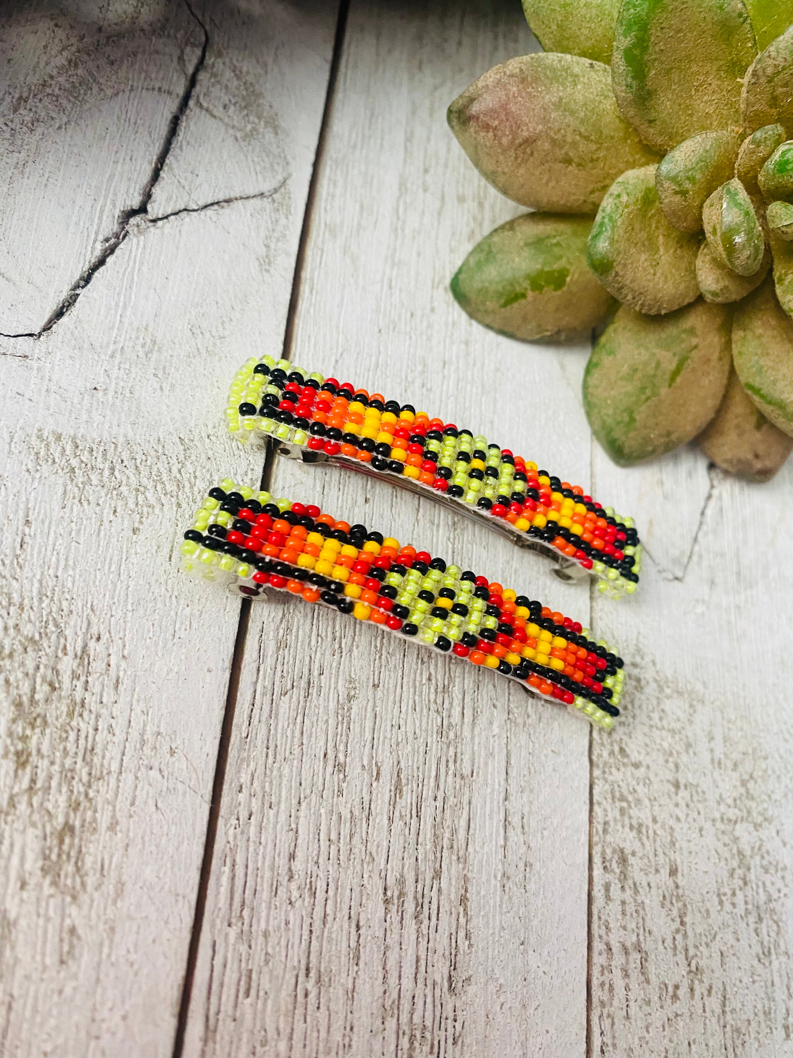 Navajo Handmade Beaded Barrette Set