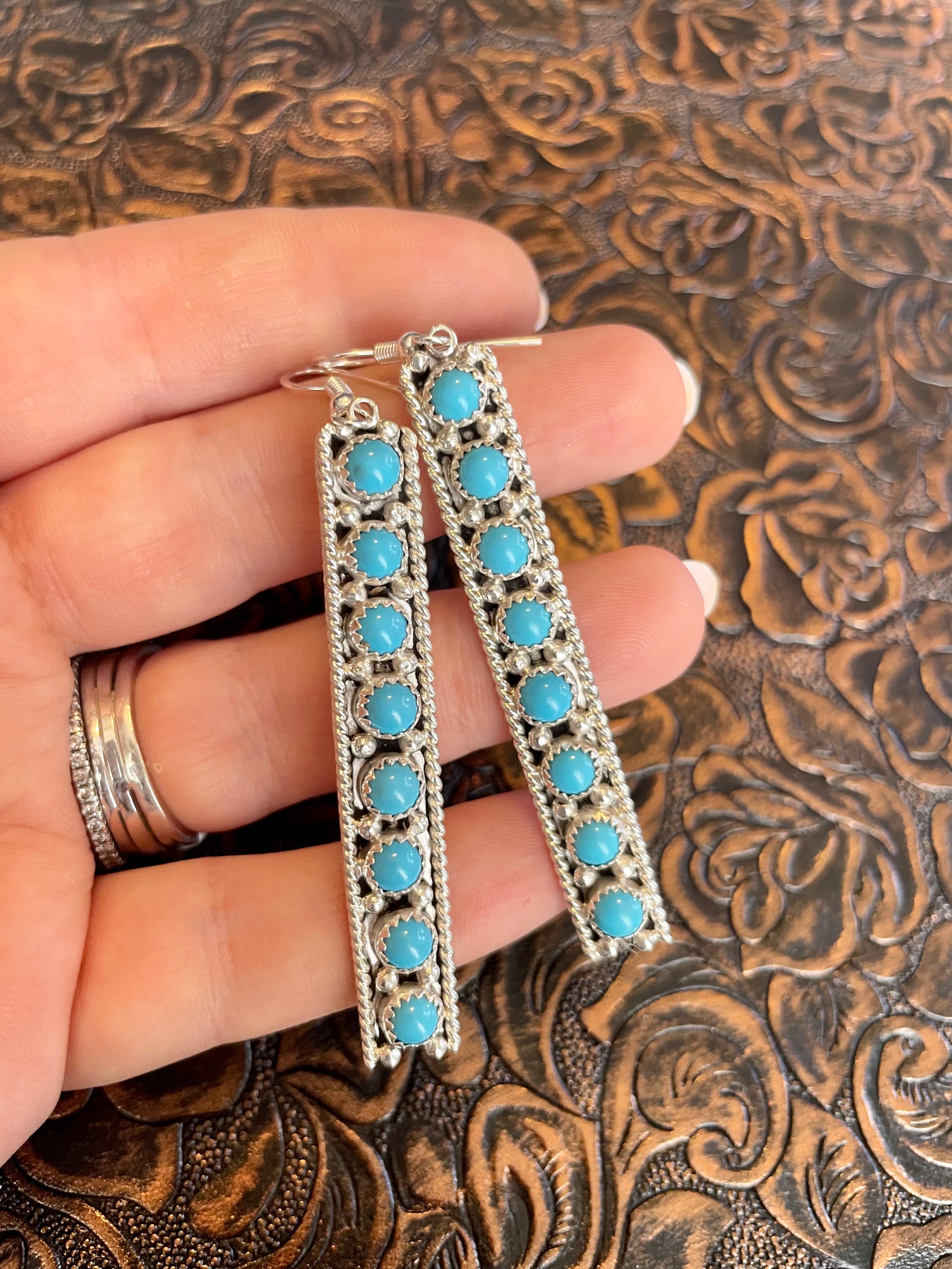 Navajo Sterling Silver & Turquoise Dangle Earrings