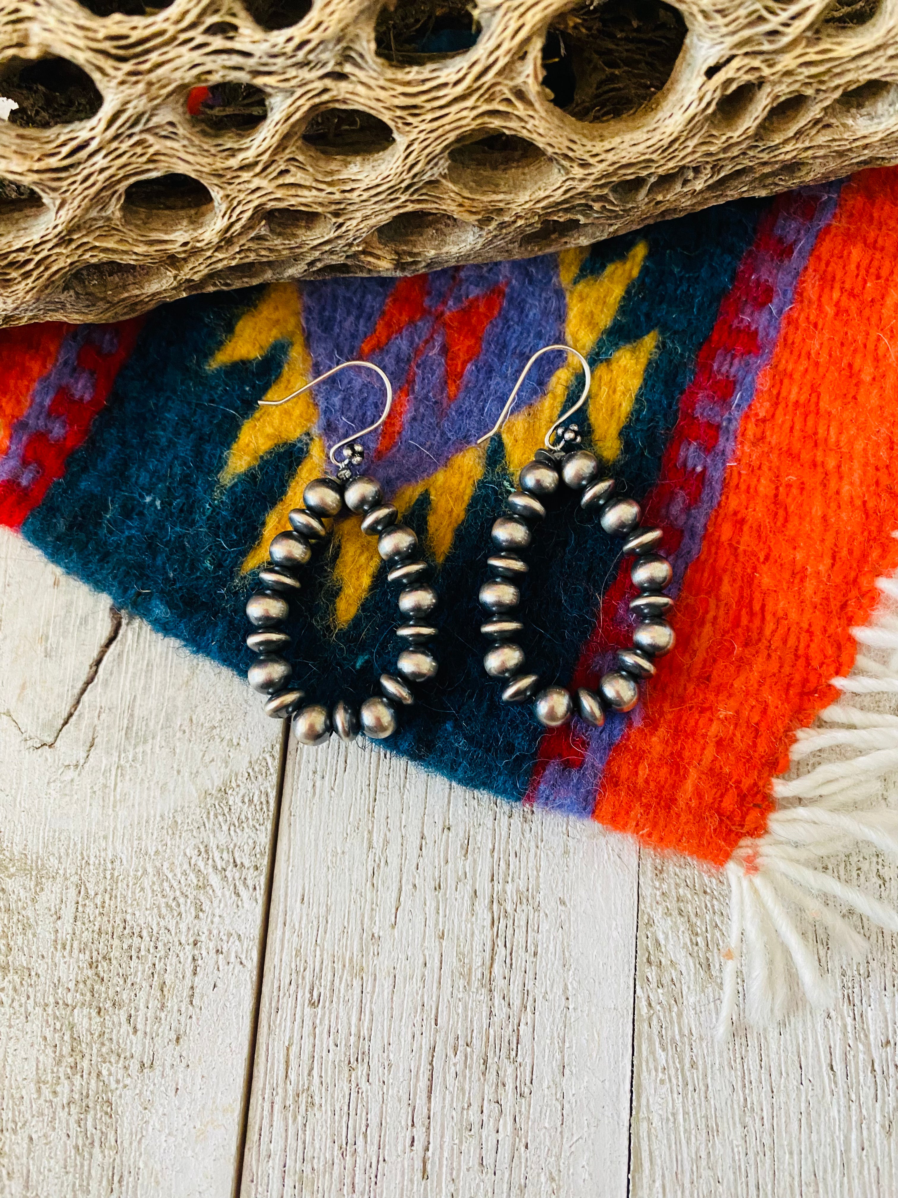 Handmade Sterling Silver Beaded Dangle Earrings