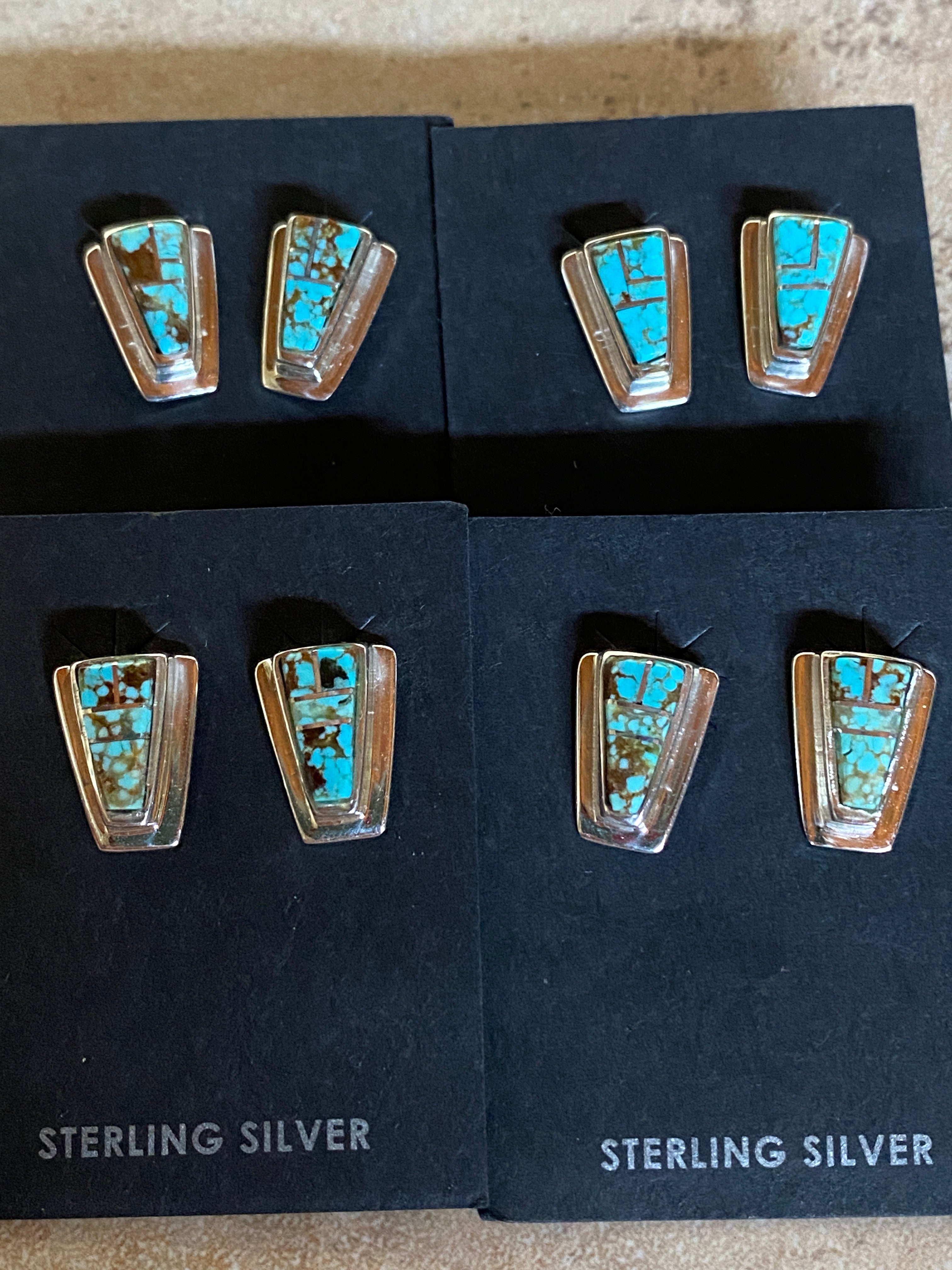 Navajo Turquoise 8 & Sterling Silver Petite Stud Earrings